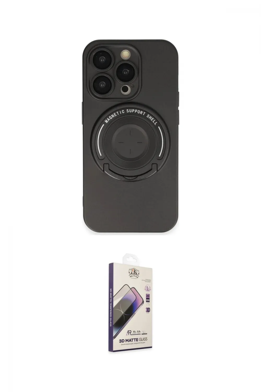 ieg™ iPhone 14 Pro Kılıf Eksen Klasik Prime - Siyah Bilvis 3D Mat Cam Ekran Koruyucu