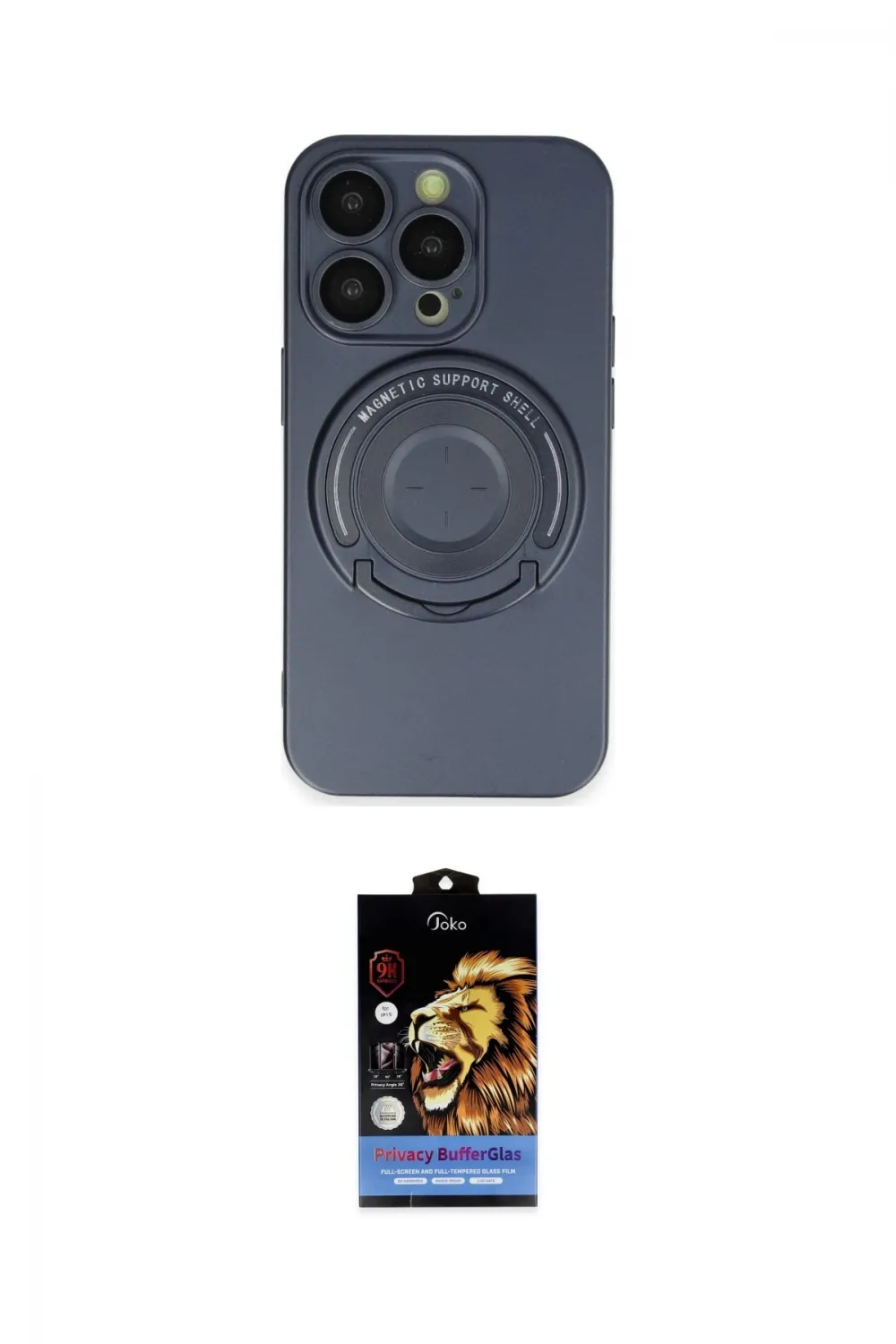 ieg™ iPhone 14 Pro Kılıf Eksen Klasik Prime - Siyah Buffer Hayalet Cam Ekran Koruyucu