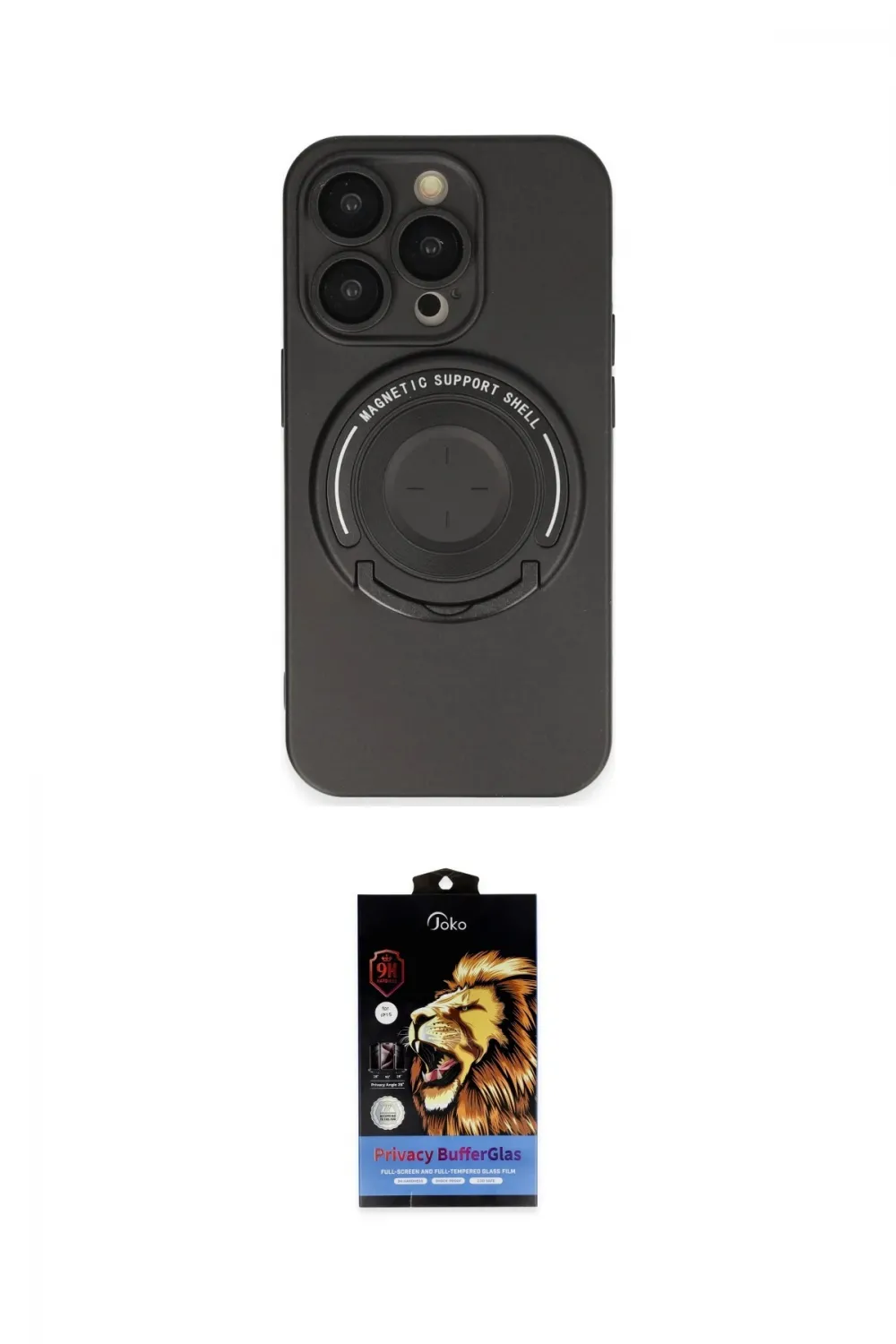 ieg™ iPhone 14 Pro Kılıf Eksen Klasik Prime - Siyah Buffer Hayalet Cam Ekran Koruyucu