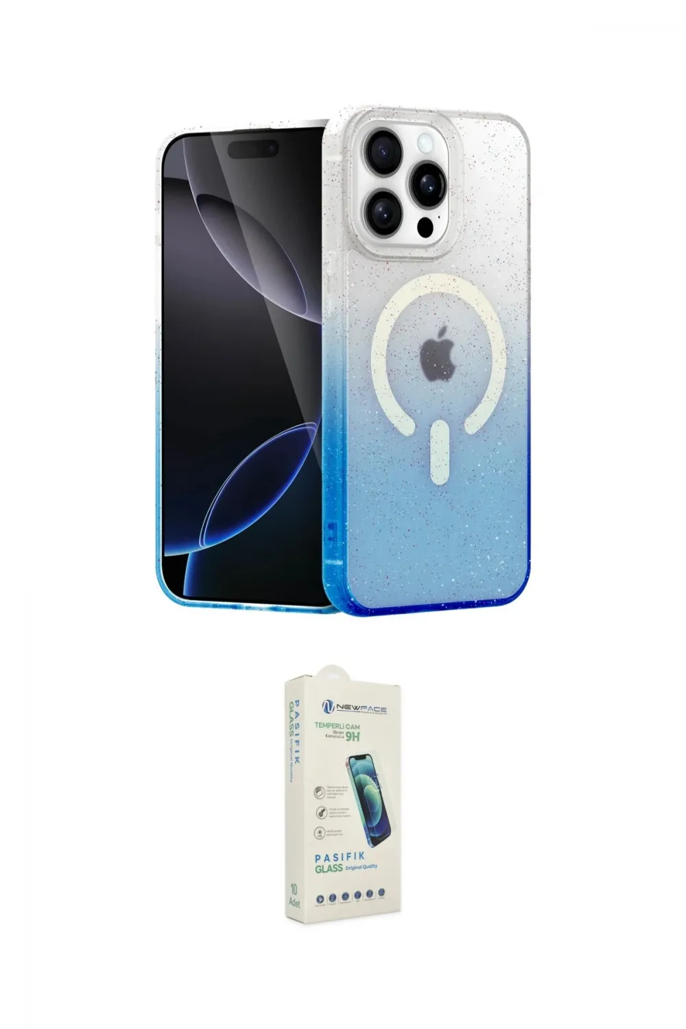 ieg™ iPhone 14 Pro Kılıf Eksen Minimal Özel Seri - Şeffaf Pasifik Cam Ekran Koruyucu