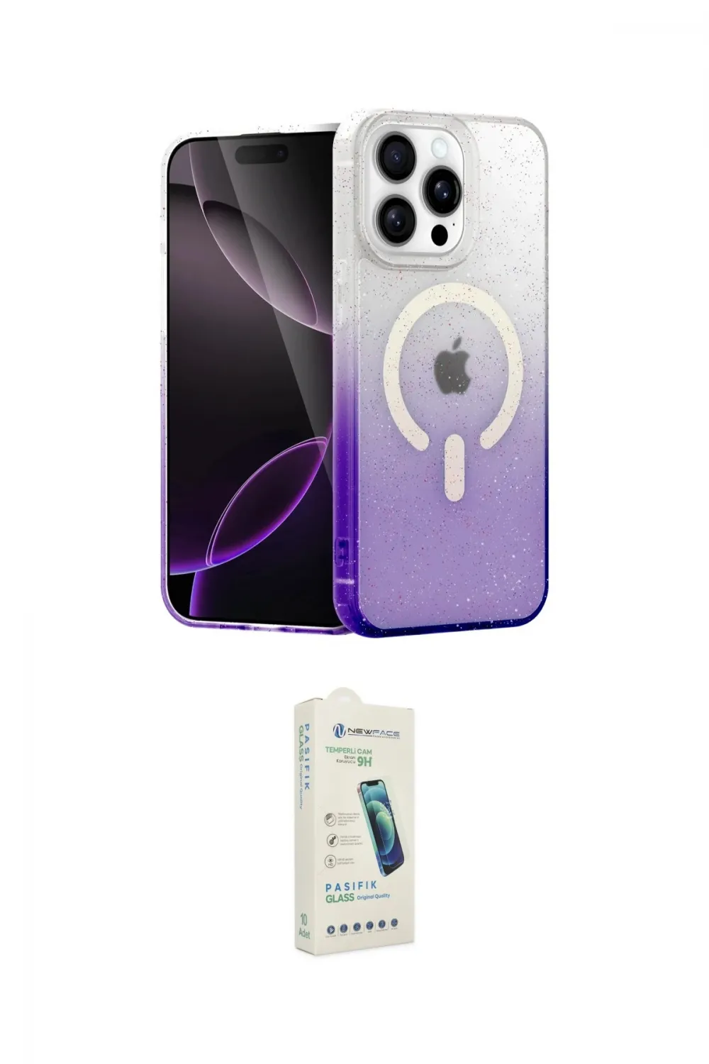 ieg™ iPhone 14 Pro Kılıf Eksen Minimal Özel Seri - Şeffaf Pasifik Cam Ekran Koruyucu