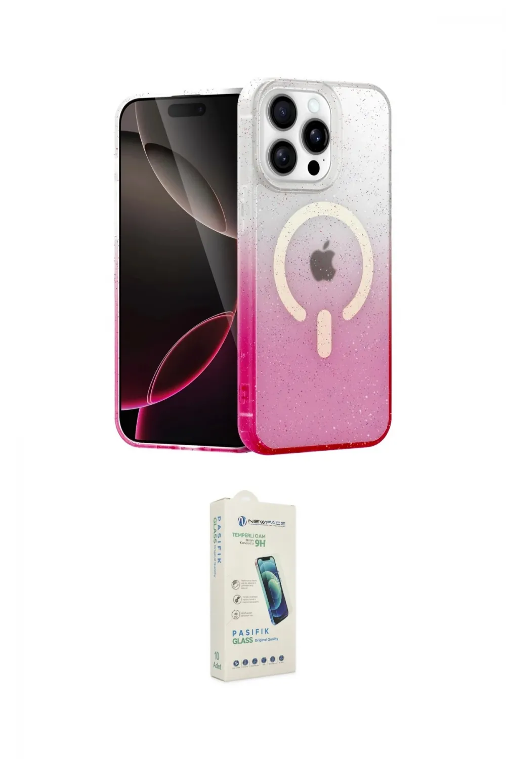 ieg™ iPhone 14 Pro Kılıf Eksen Minimal Özel Seri - Şeffaf Pasifik Cam Ekran Koruyucu