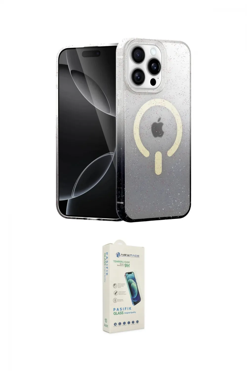 ieg™ iPhone 14 Pro Kılıf Eksen Minimal Özel Seri - Şeffaf Pasifik Cam Ekran Koruyucu