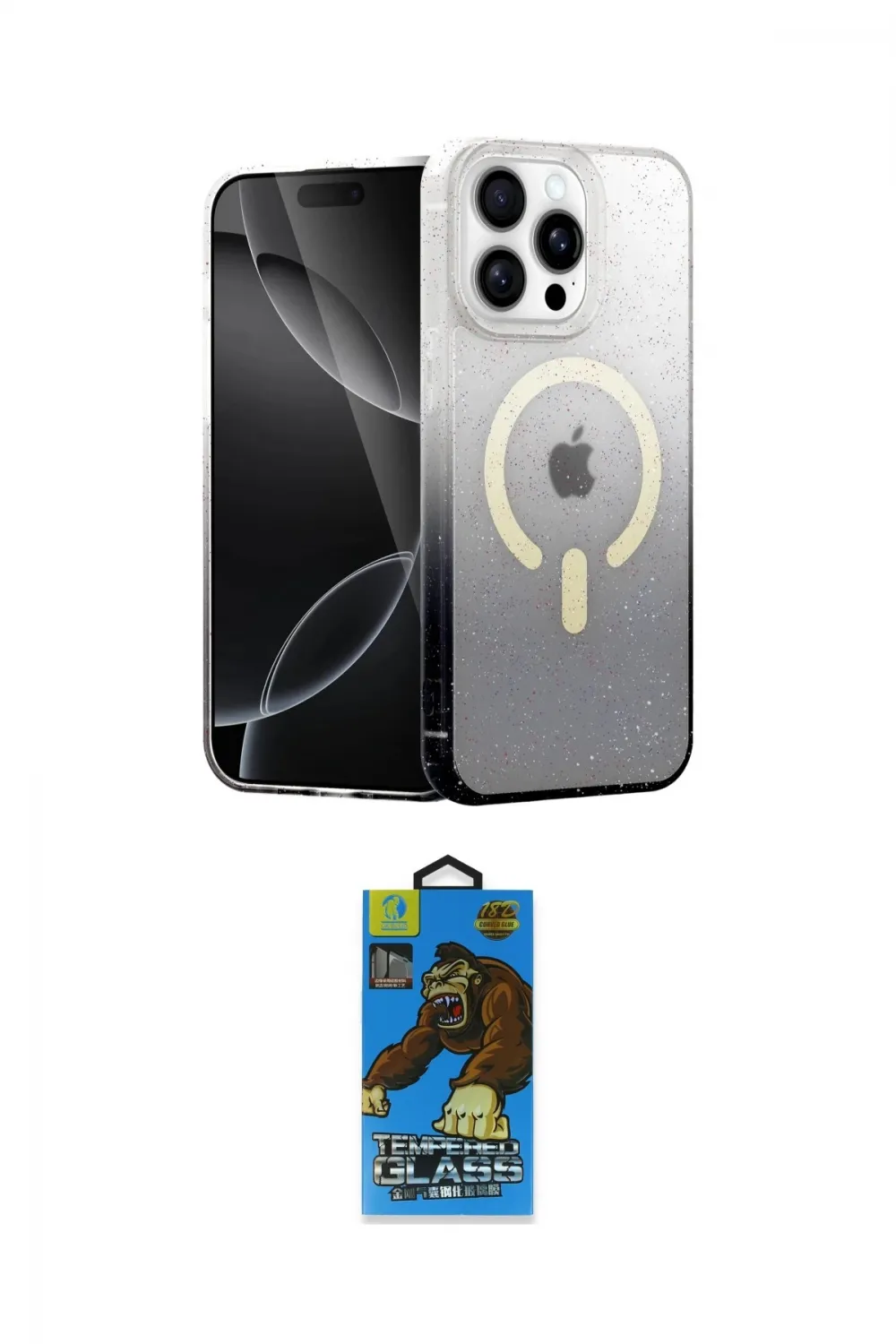 ieg™ iPhone 14 Pro Kılıf Eksen Minimal Özel Seri - Siyah 18D Cam Ekran Koruyucu