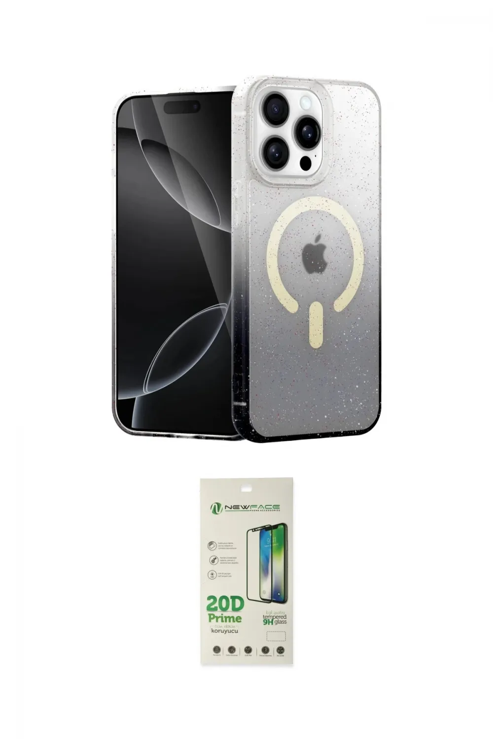 ieg™ iPhone 14 Pro Kılıf Eksen Minimal Özel Seri - Siyah 20D Premium Cam Ekran Koruyucu