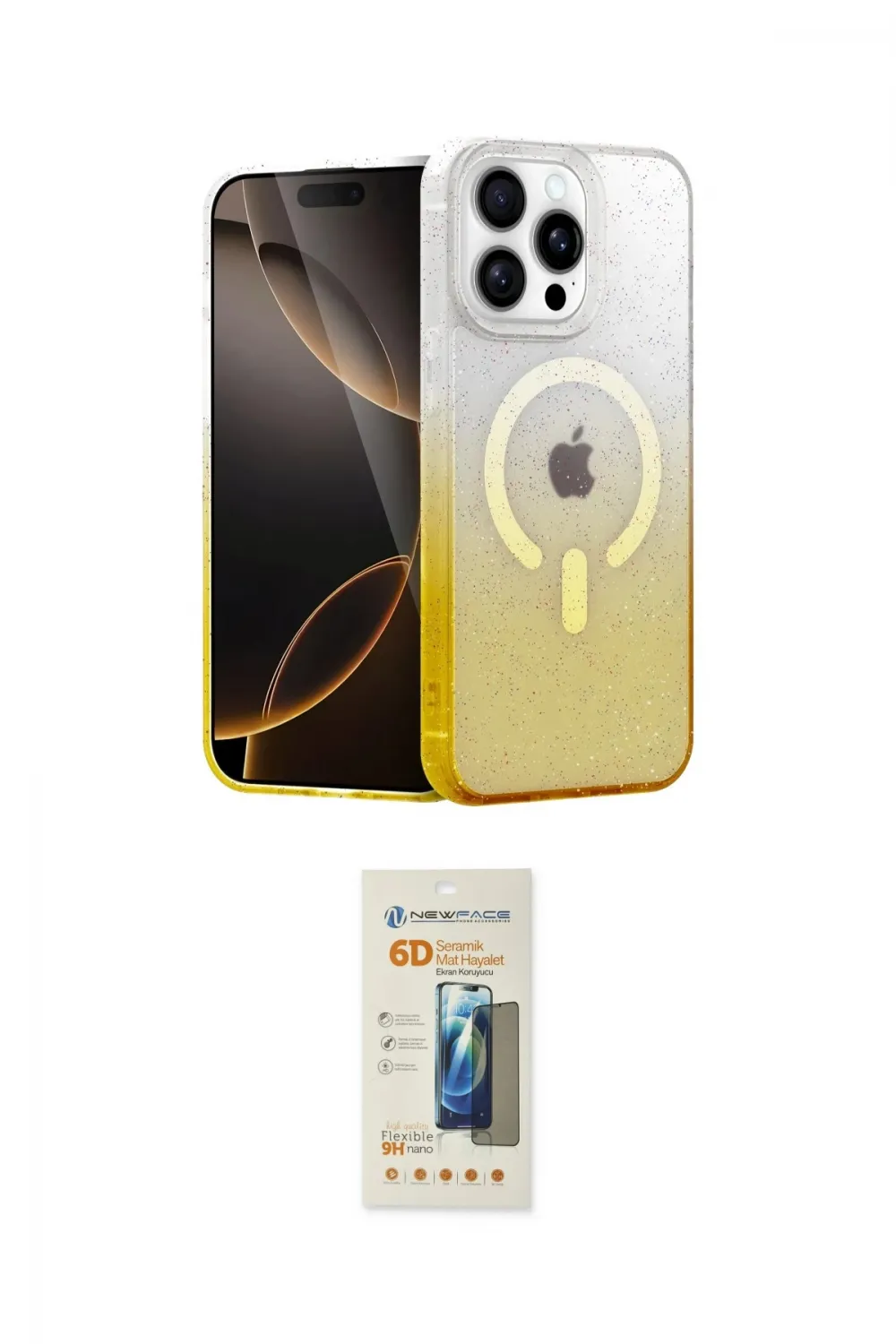 ieg™ iPhone 14 Pro Kılıf Eksen Minimal Özel Seri - Siyah 6D Mat Seramik Hayalet Nano Ekran Koruyucu