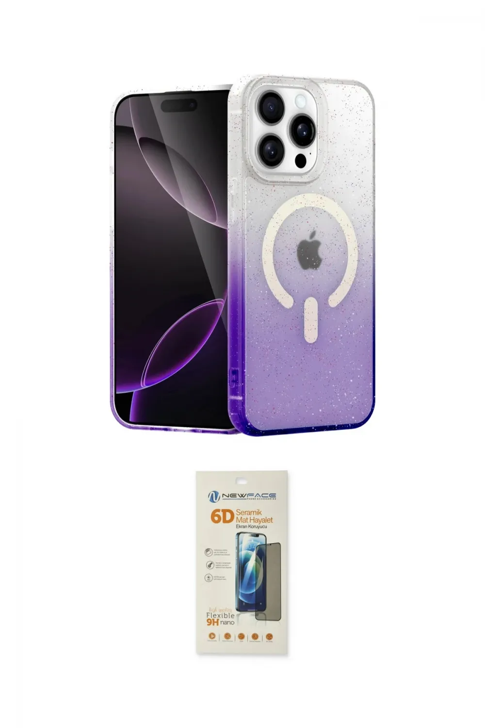 ieg™ iPhone 14 Pro Kılıf Eksen Minimal Özel Seri - Siyah 6D Mat Seramik Hayalet Nano Ekran Koruyucu