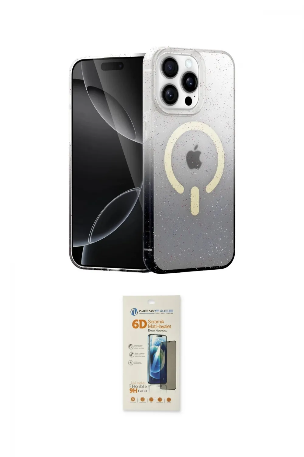 ieg™ iPhone 14 Pro Kılıf Eksen Minimal Özel Seri - Siyah 6D Mat Seramik Hayalet Nano Ekran Koruyucu