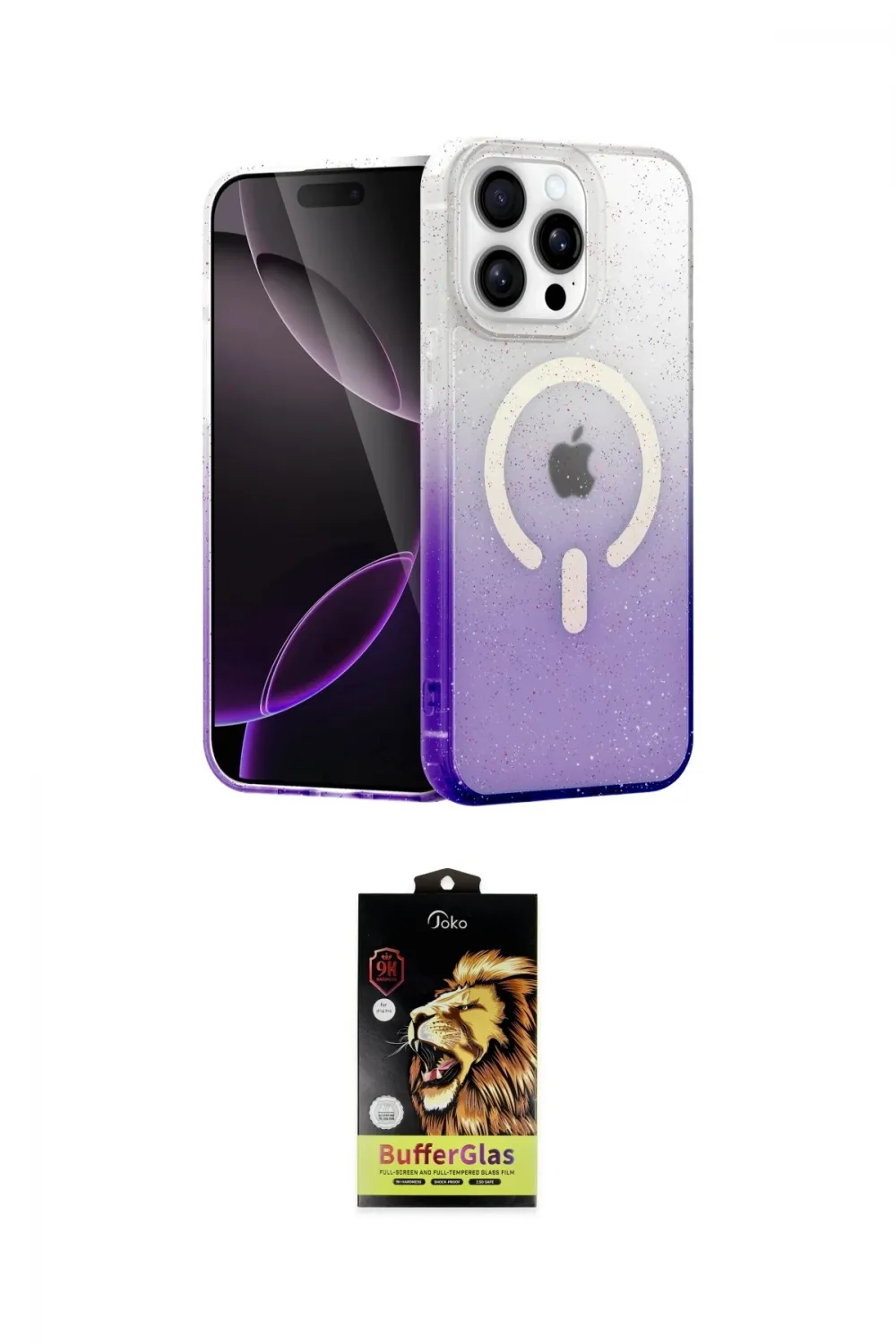 ieg™ iPhone 14 Pro Kılıf Eksen Minimal Özel Seri - Siyah Buffer Cam Ekran Koruyucu