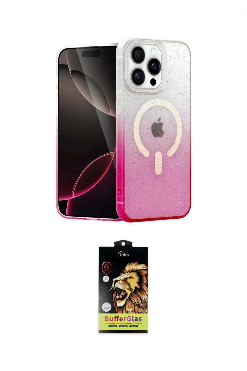 ieg™ iPhone 14 Pro Kılıf Eksen Minimal Özel Seri - Siyah Buffer Cam Ekran Koruyucu