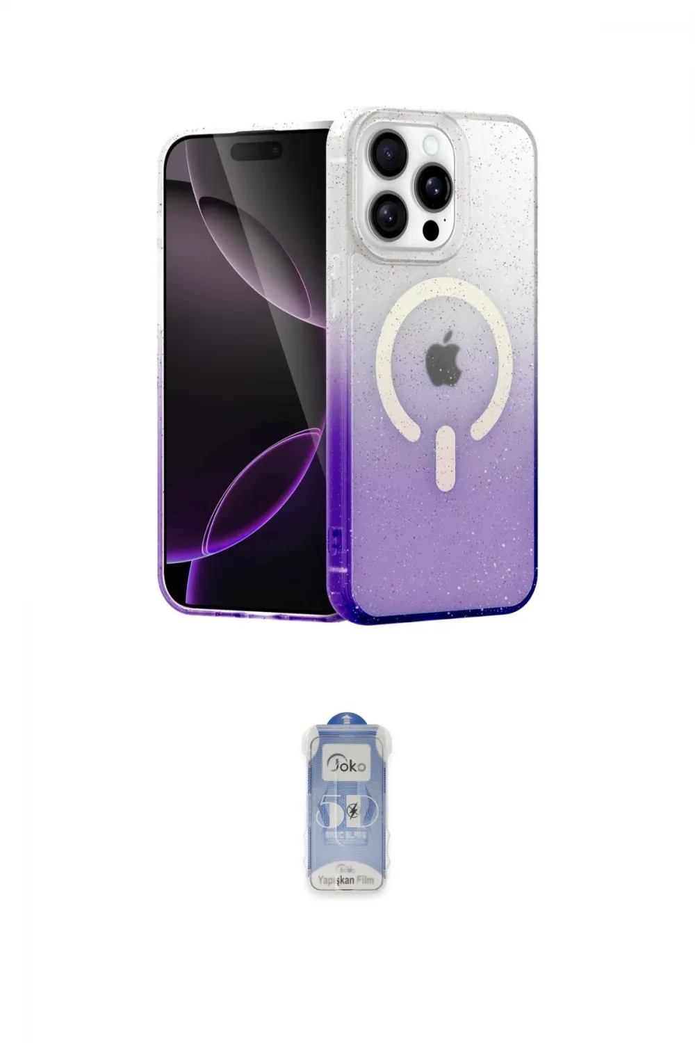 ieg™ iPhone 14 Pro Kılıf Eksen Minimal Özel Seri - Siyah Joko Magic 5D Cam