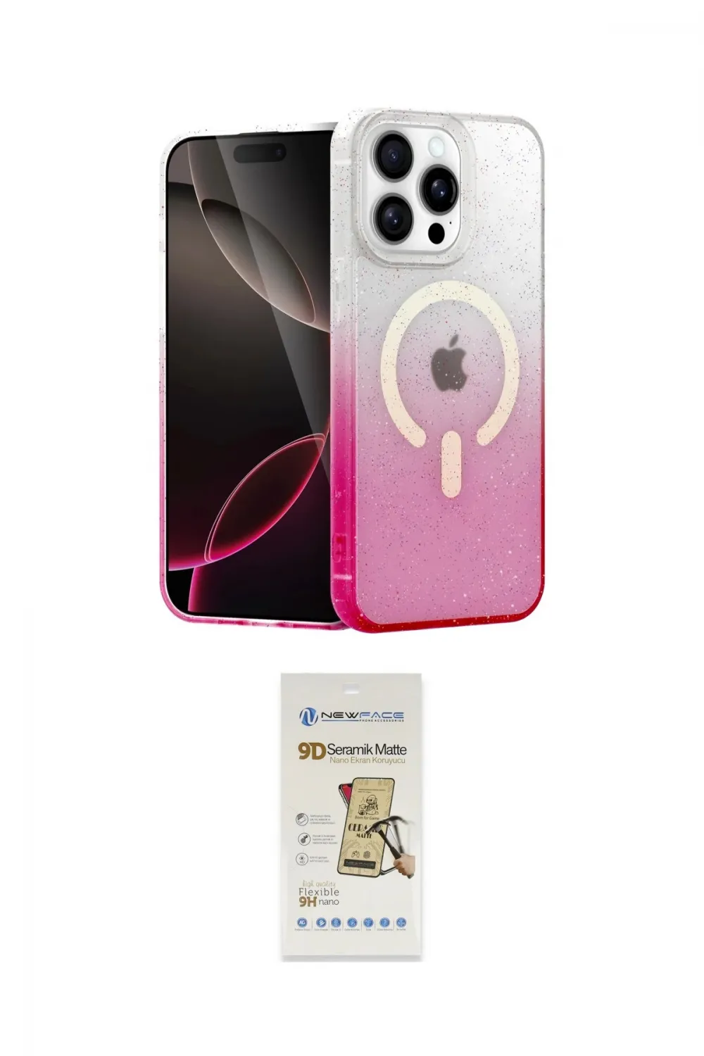 ieg™ iPhone 14 Pro Kılıf Eksen Minimal Özel Seri - Siyah Mat Seramik Nano Ekran Koruyucu