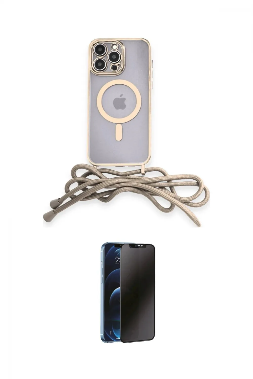 ieg™ iPhone 14 Pro Kılıf Eksen Özel Seri - Siyah 3D Antistatik Hayalet Cam Ekran Koruyucu