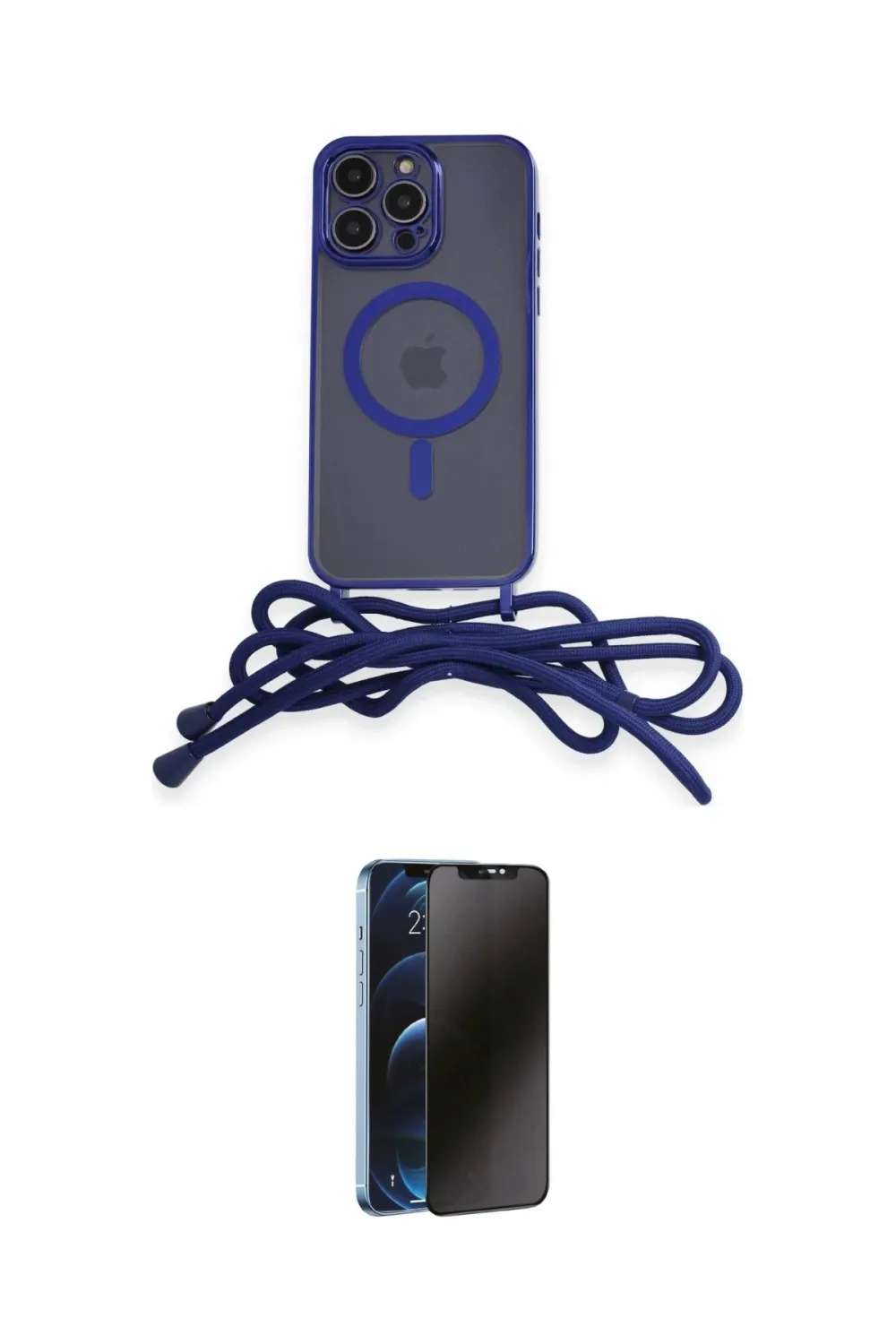 ieg™ iPhone 14 Pro Kılıf Eksen Özel Seri - Siyah 3D Antistatik Hayalet Cam Ekran Koruyucu