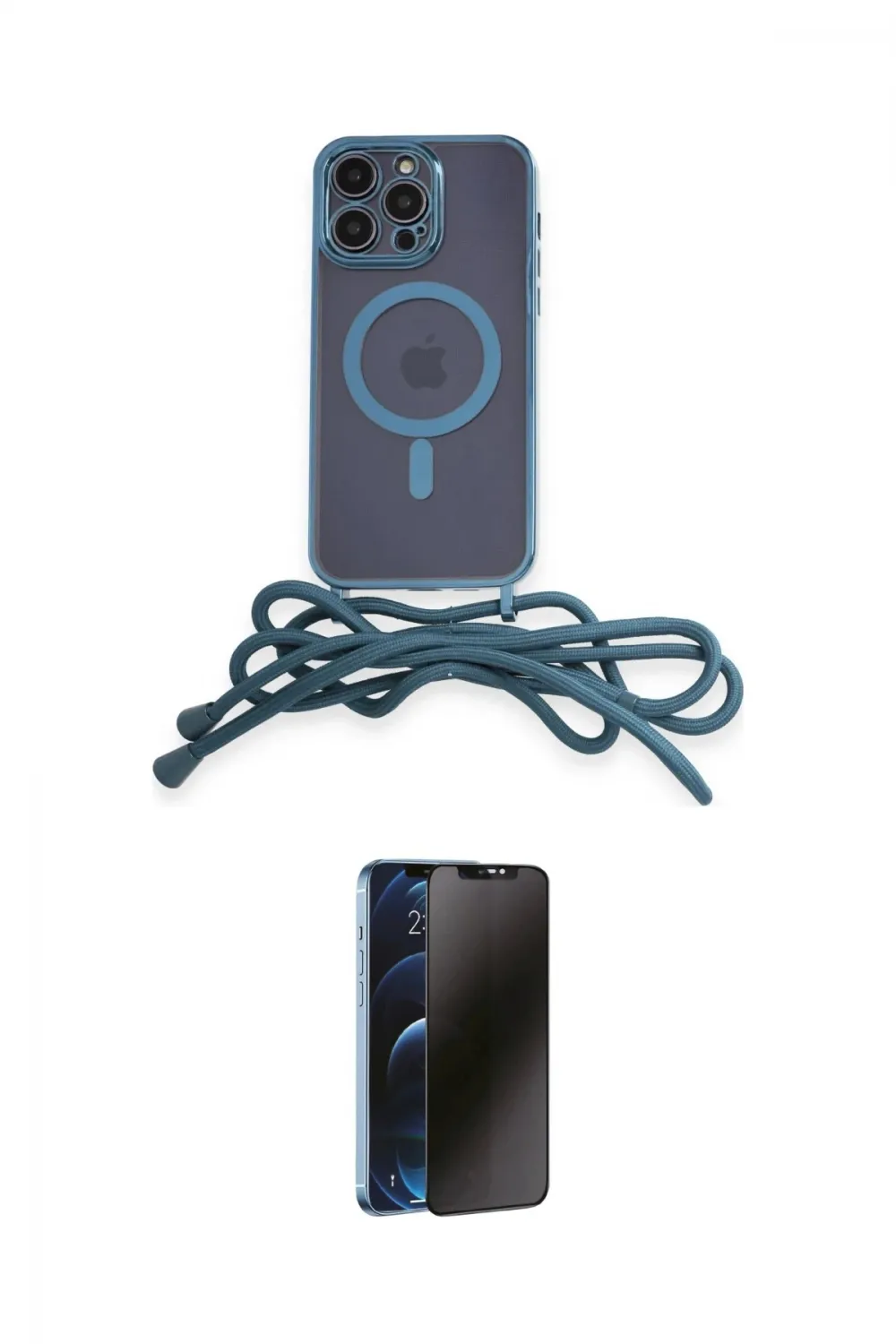 ieg™ iPhone 14 Pro Kılıf Eksen Özel Seri - Siyah 3D Antistatik Hayalet Cam Ekran Koruyucu
