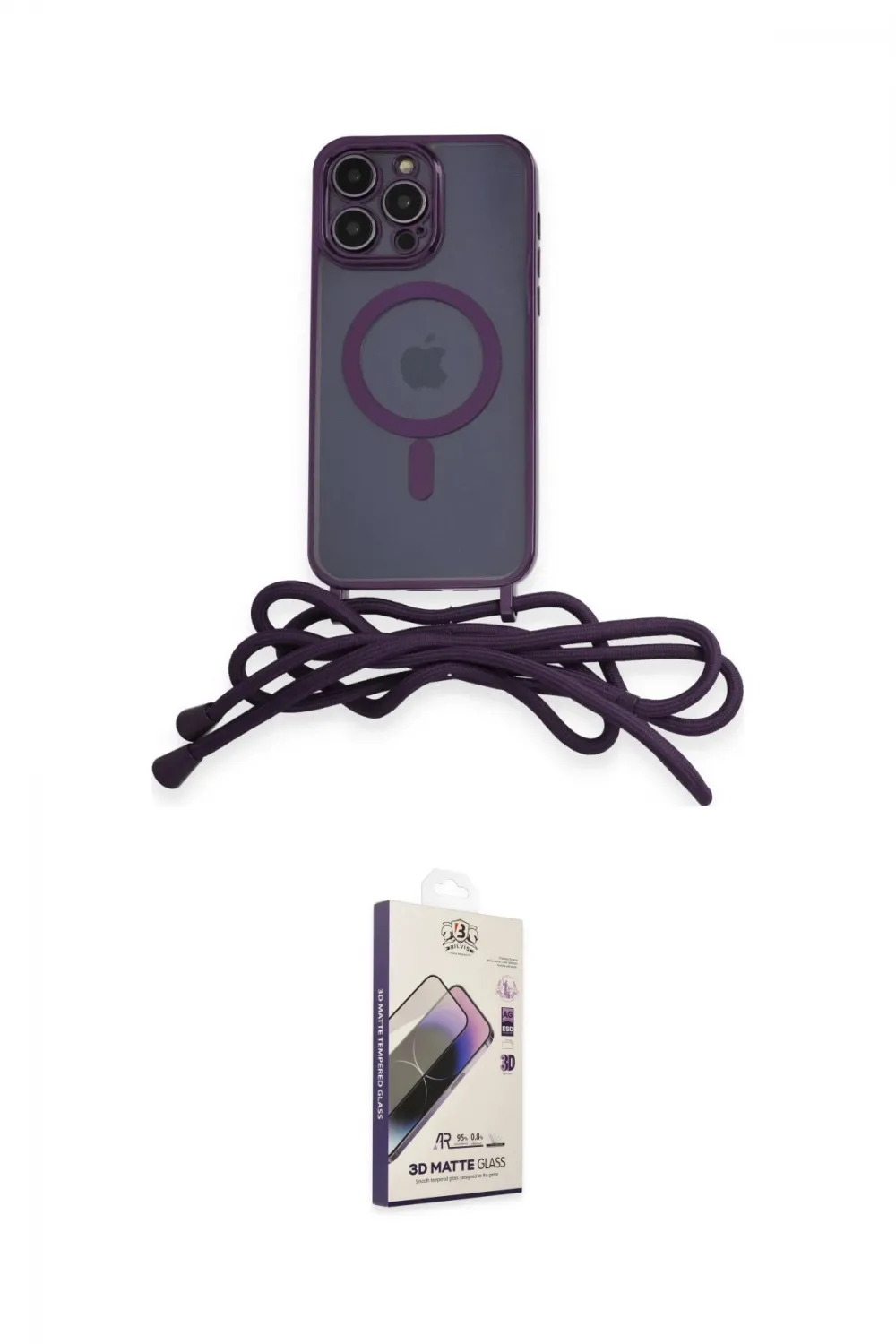 ieg™ iPhone 14 Pro Kılıf Eksen Özel Seri - Siyah Bilvis 3D Mat Cam Ekran Koruyucu