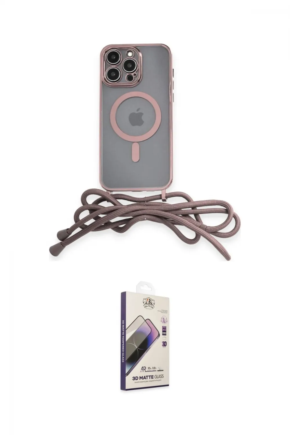 ieg™ iPhone 14 Pro Kılıf Eksen Özel Seri - Siyah Bilvis 3D Mat Cam Ekran Koruyucu