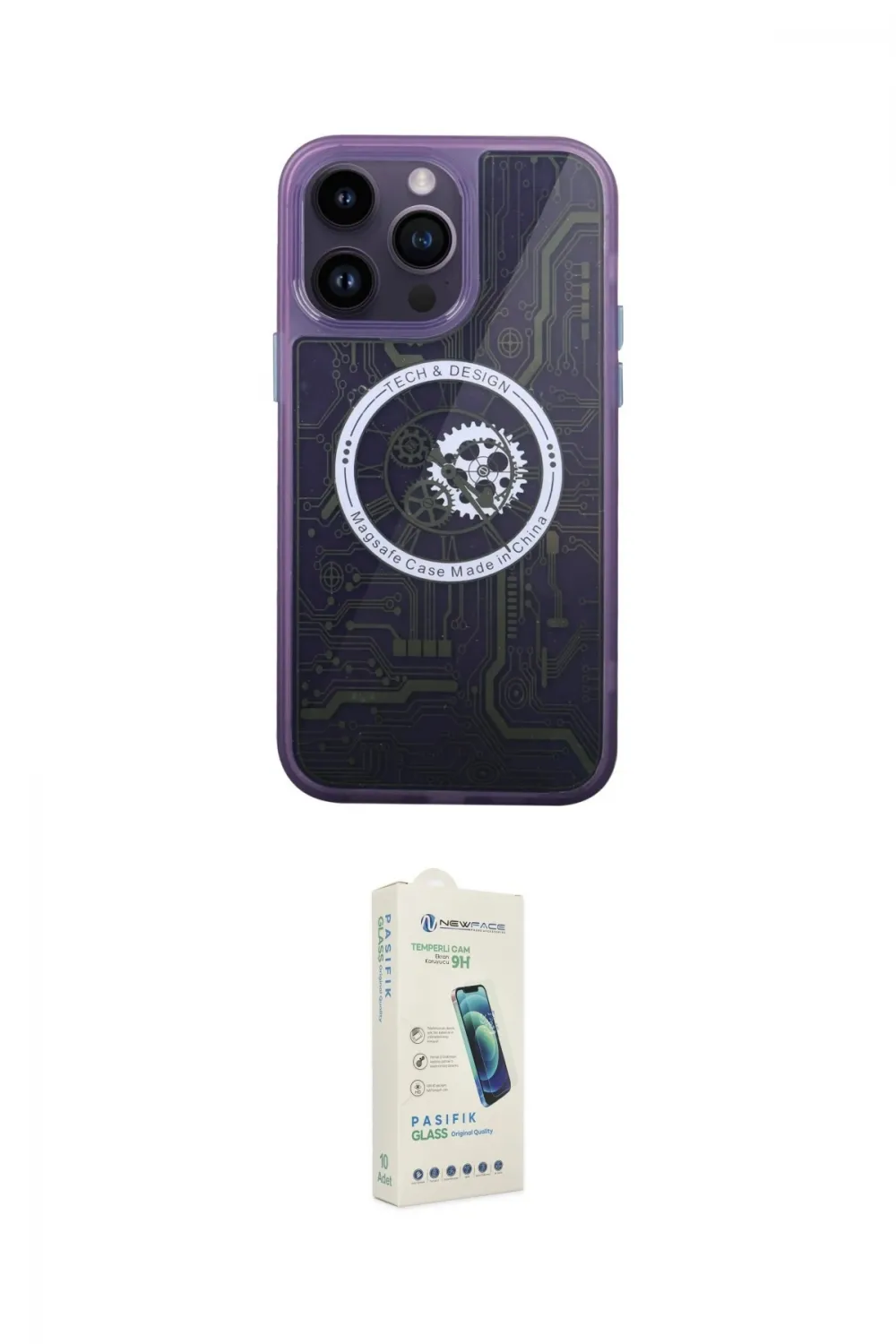 ieg™ iPhone 14 Pro Kılıf İz Form - Şeffaf Pasifik Cam Ekran Koruyucu