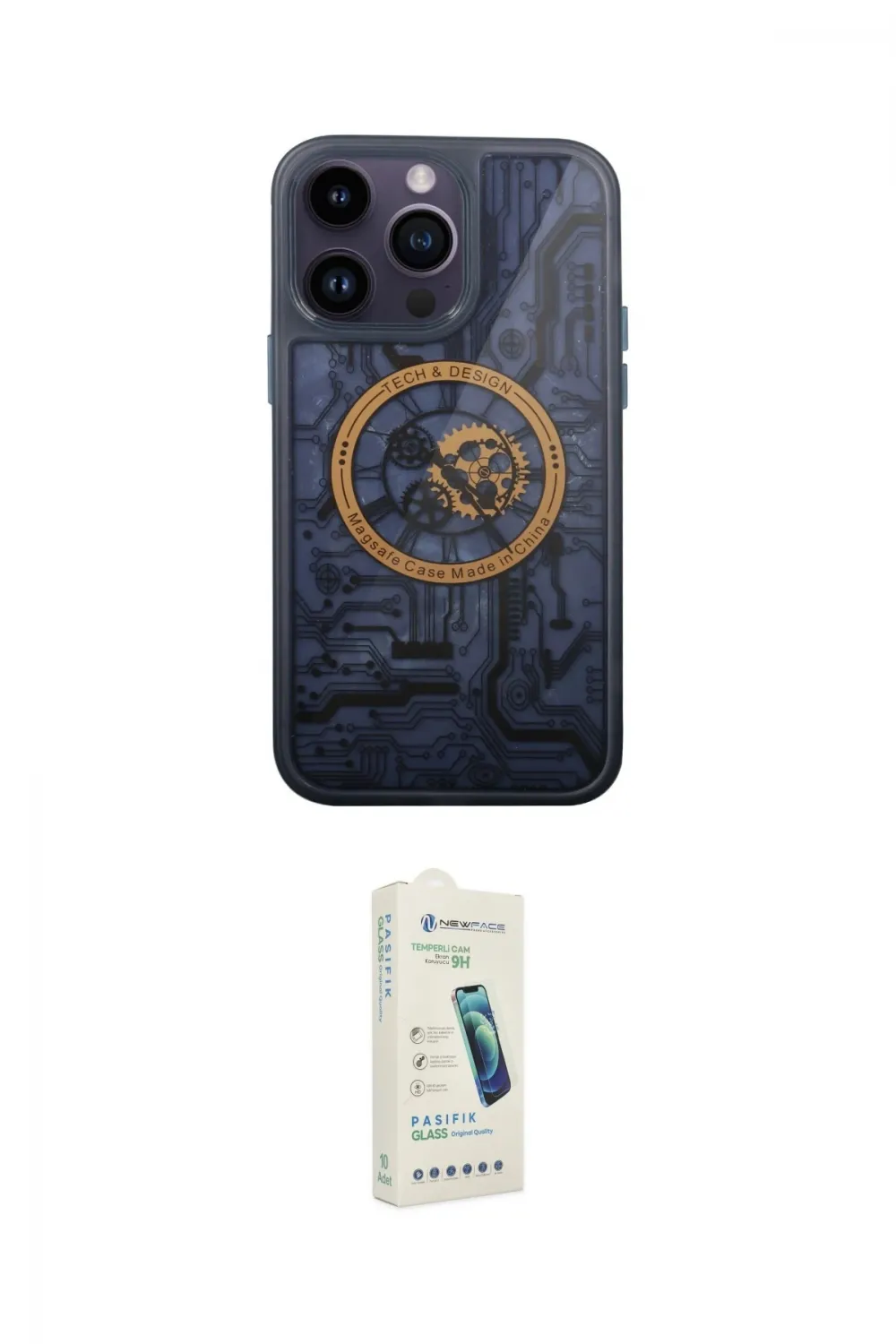 ieg™ iPhone 14 Pro Kılıf İz Form - Şeffaf Pasifik Cam Ekran Koruyucu