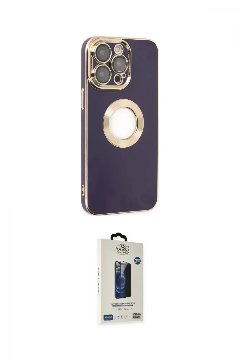 ieg™ iPhone 14 Pro Kılıf İz Form Serisi - Siyah Bilvis Hayalet Cam Ekran Koruyucu