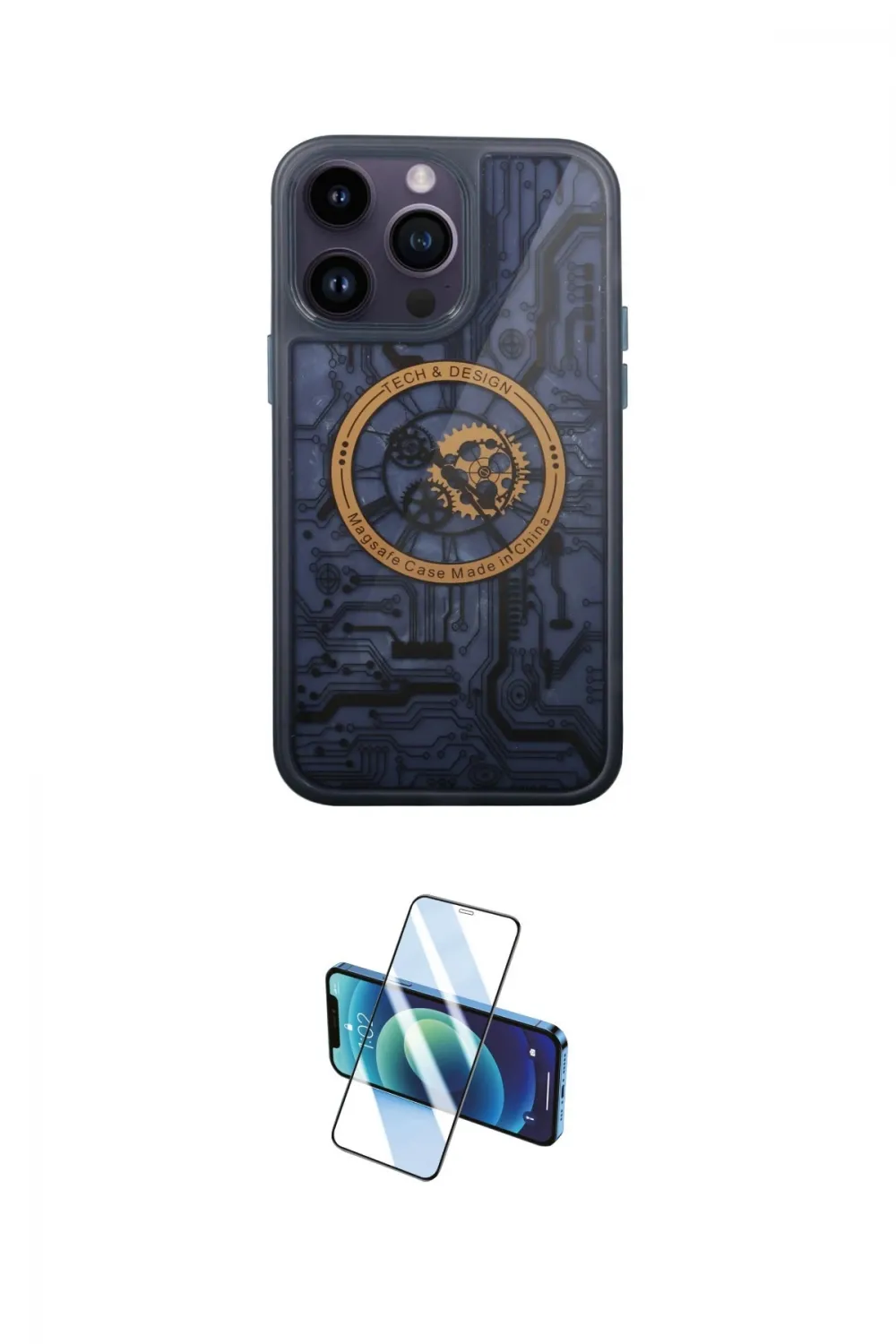 ieg™ iPhone 14 Pro Kılıf İz Form - Siyah 3D Antistatik Cam Ekran Koruyucu