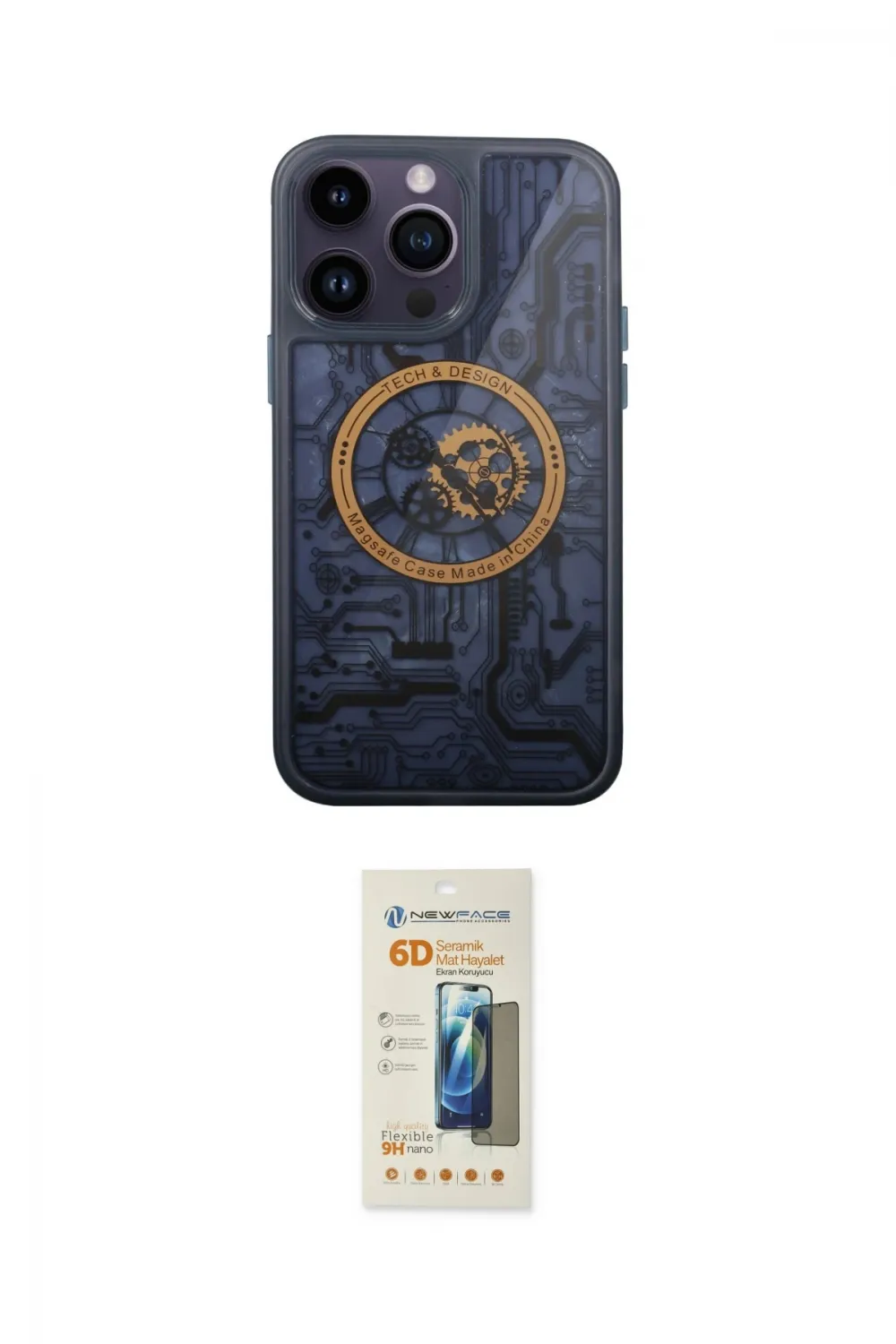 ieg™ iPhone 14 Pro Kılıf İz Form - Siyah 6D Mat Seramik Hayalet Nano Ekran Koruyucu