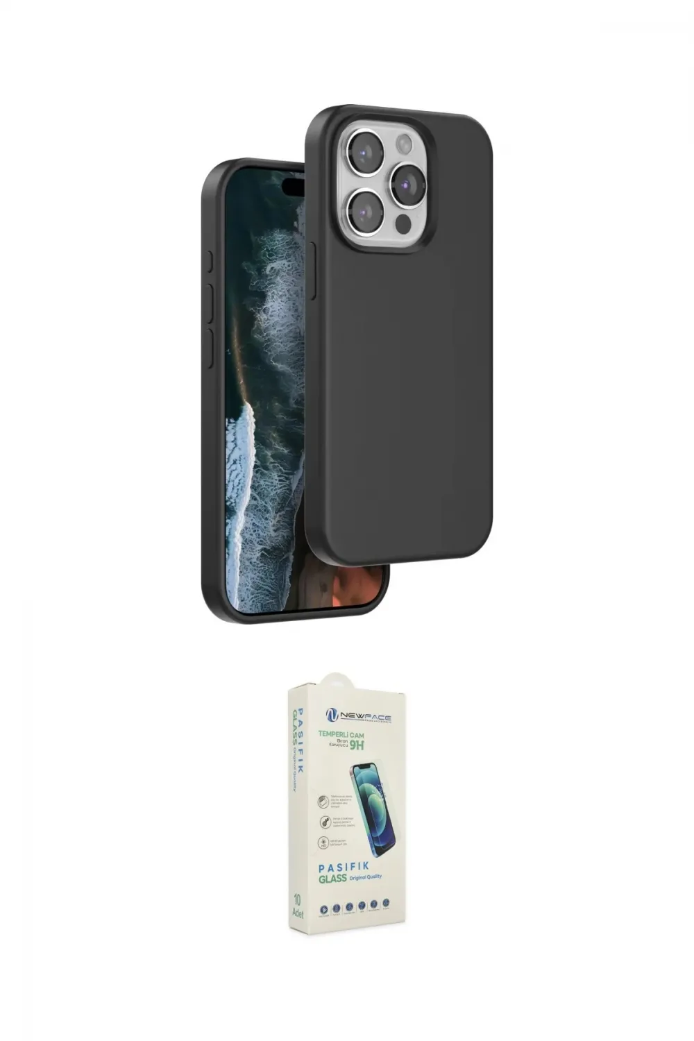 ieg™ iPhone 14 Pro Kılıf Kıvılcım Çizgi Serisi - Şeffaf Pasifik Cam Ekran Koruyucu