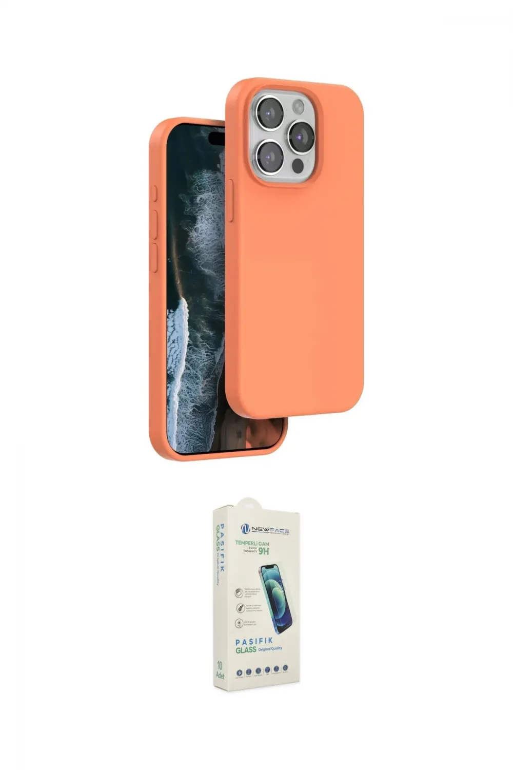 ieg™ iPhone 14 Pro Kılıf Kıvılcım Çizgi Serisi - Şeffaf Pasifik Cam Ekran Koruyucu