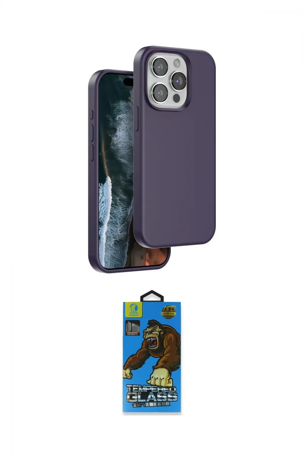 ieg™ iPhone 14 Pro Kılıf Kıvılcım Çizgi Serisi - Siyah 18D Cam Ekran Koruyucu