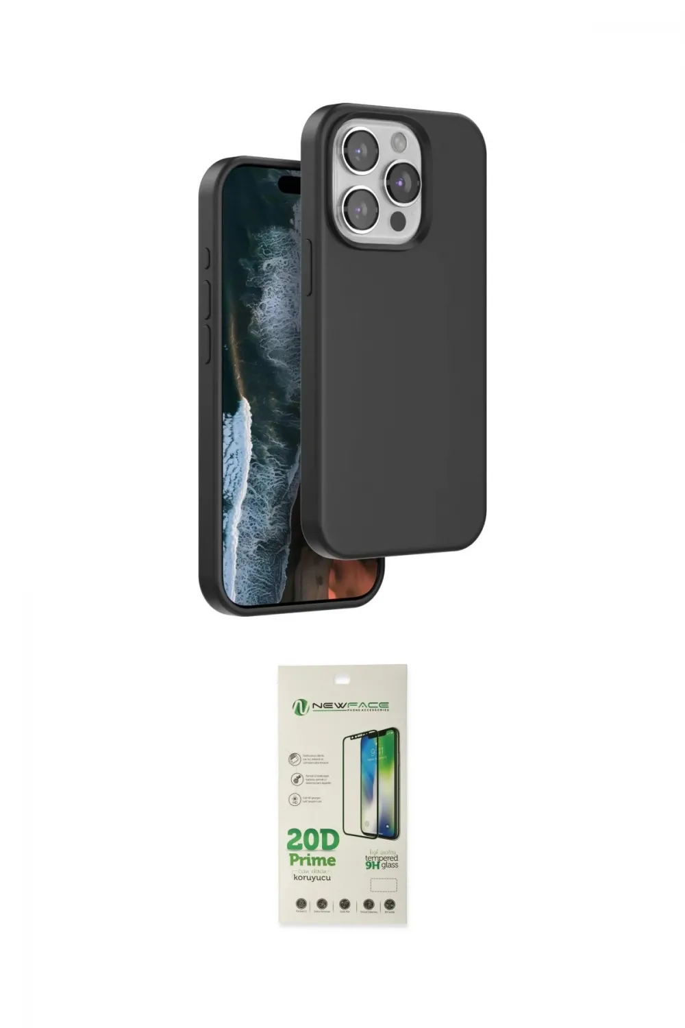 ieg™ iPhone 14 Pro Kılıf Kıvılcım Çizgi Serisi - Siyah 20D Premium Cam Ekran Koruyucu
