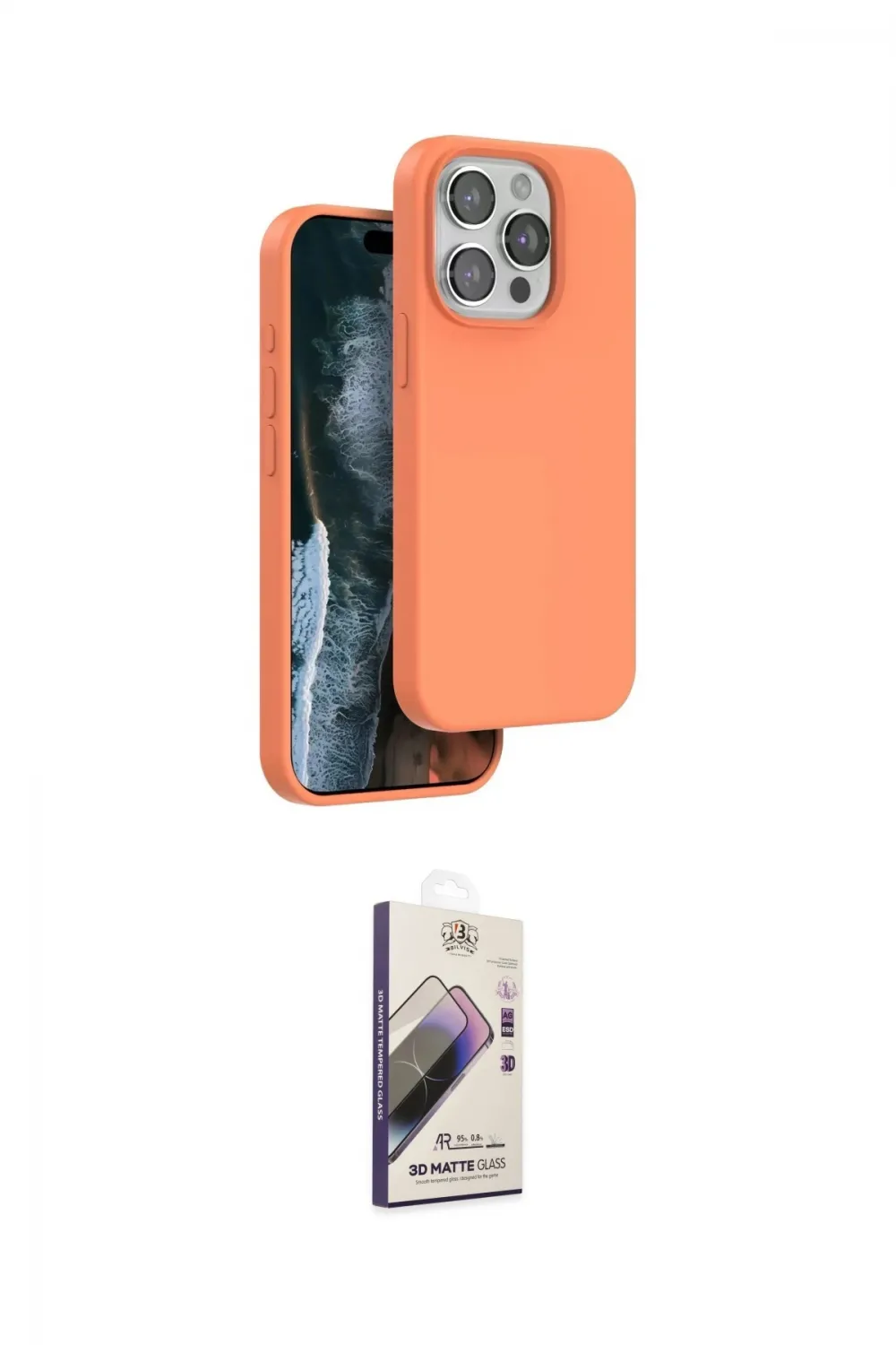 ieg™ iPhone 14 Pro Kılıf Kıvılcım Çizgi Serisi - Siyah Bilvis 3D Mat Cam Ekran Koruyucu