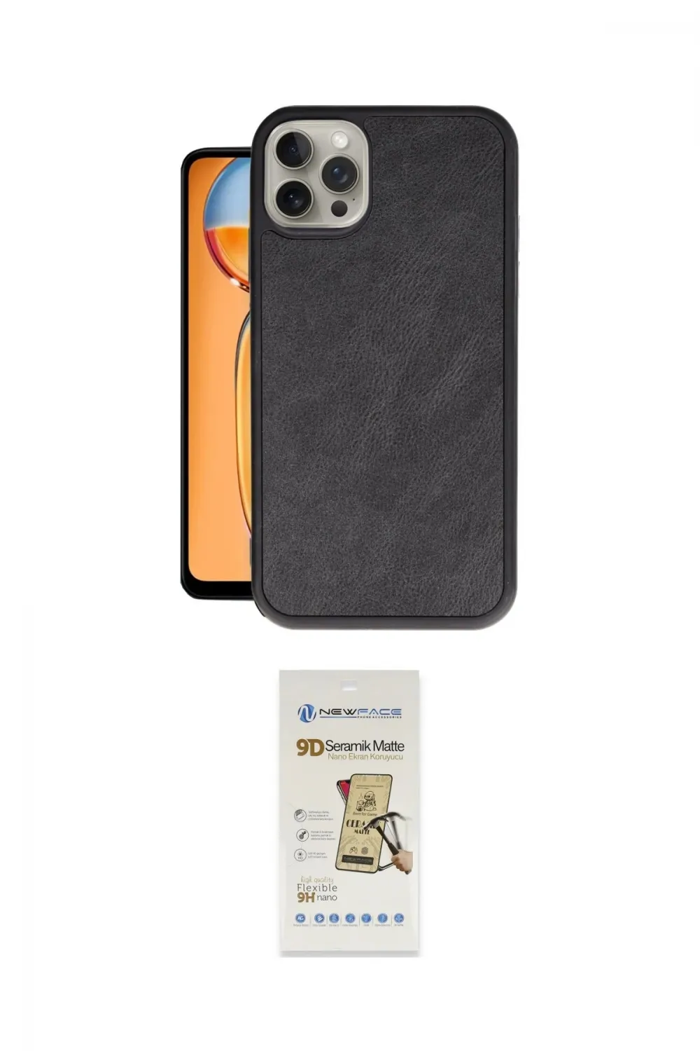 ieg™ iPhone 14 Pro Kılıf Kıvılcım Işık Serisi - Siyah Mat Seramik Nano Ekran Koruyucu
