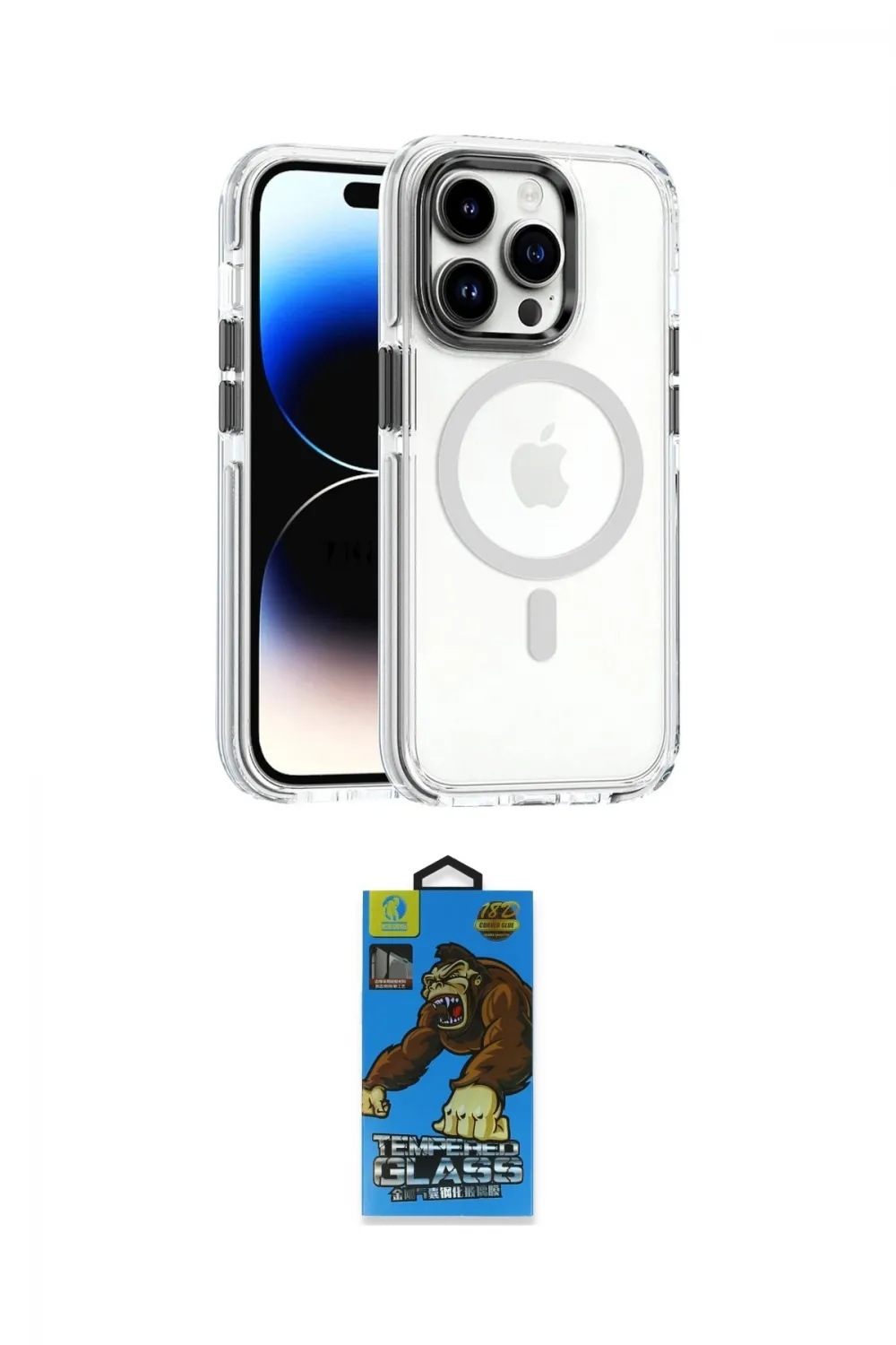 ieg™ iPhone 14 Pro Kılıf Kozmos Doku Koleksiyonu - Siyah 18D Cam Ekran Koruyucu