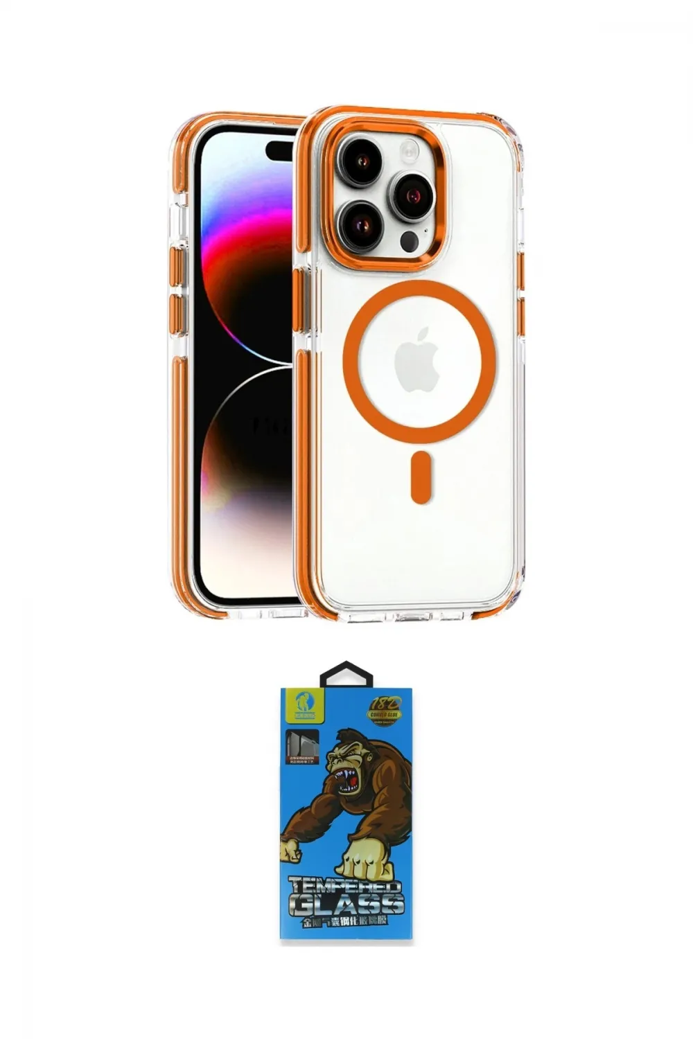 ieg™ iPhone 14 Pro Kılıf Kozmos Doku Koleksiyonu - Siyah 18D Cam Ekran Koruyucu
