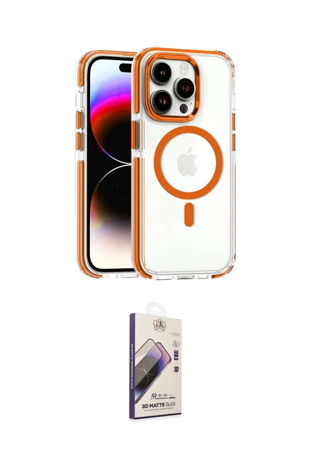 ieg™ iPhone 14 Pro Kılıf Kozmos Doku Koleksiyonu - Siyah Bilvis 3D Mat Cam Ekran Koruyucu