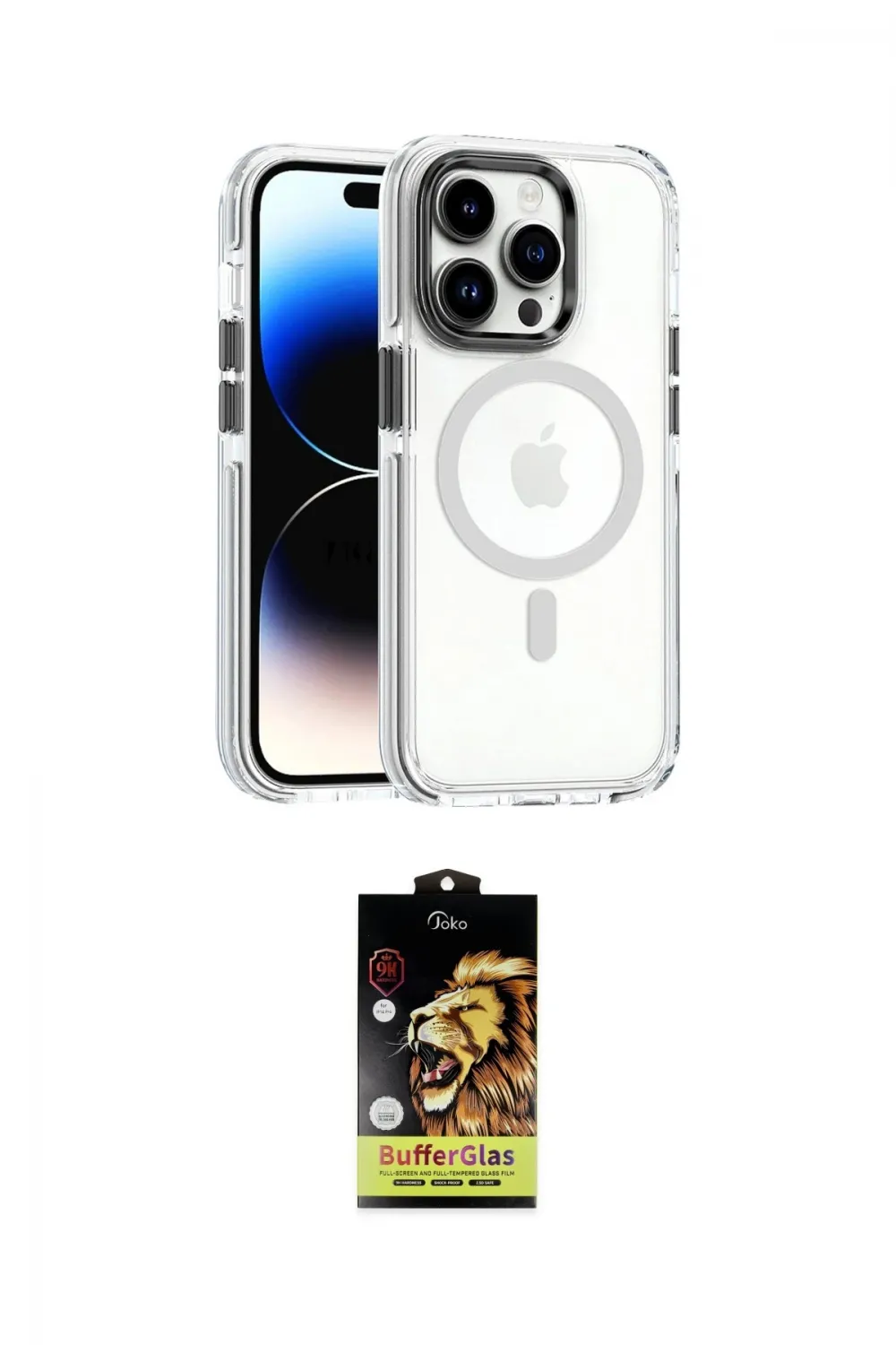 ieg™ iPhone 14 Pro Kılıf Kozmos Doku Koleksiyonu - Siyah Buffer Cam Ekran Koruyucu