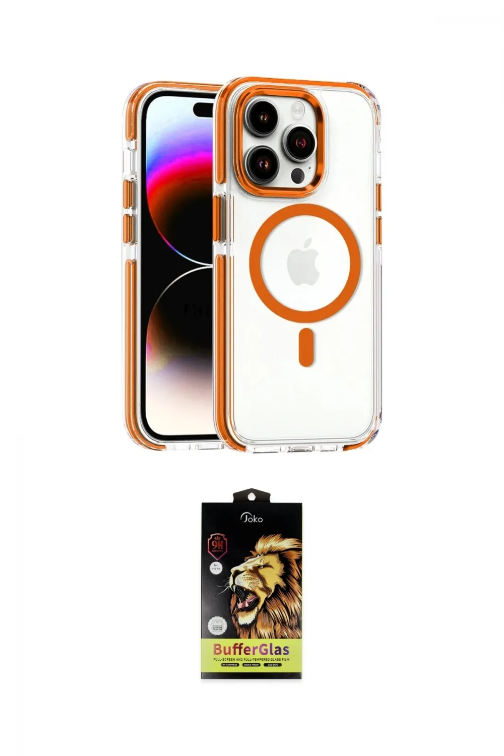 ieg™ iPhone 14 Pro Kılıf Kozmos Doku Koleksiyonu - Siyah Buffer Cam Ekran Koruyucu