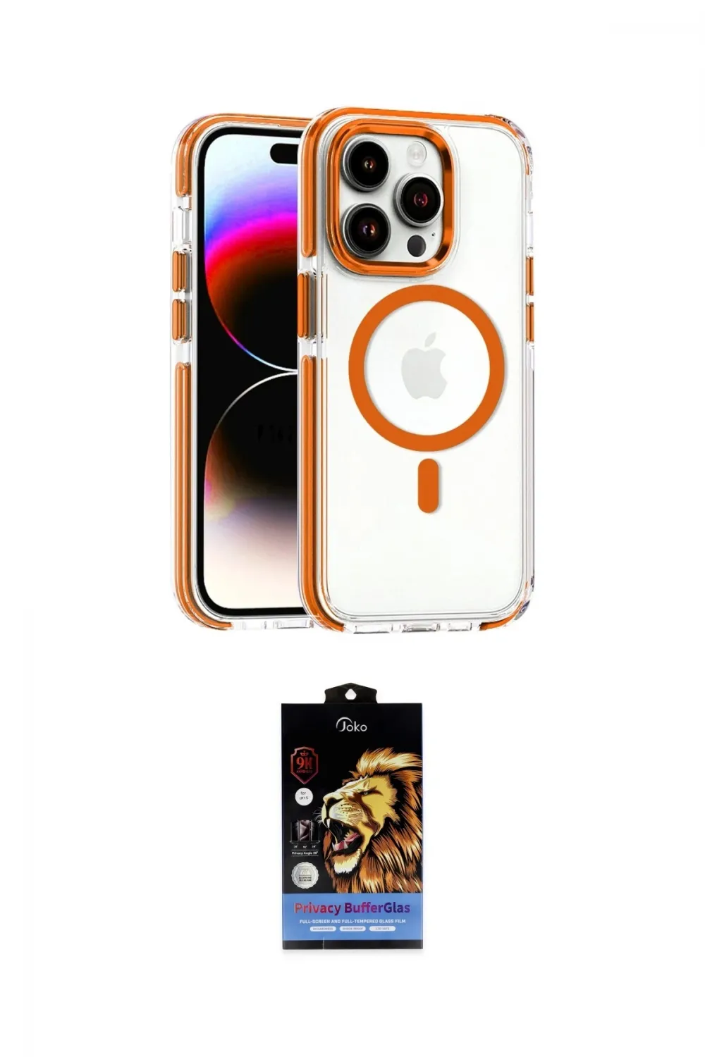 ieg™ iPhone 14 Pro Kılıf Kozmos Doku Koleksiyonu - Siyah Buffer Hayalet Cam Ekran Koruyucu