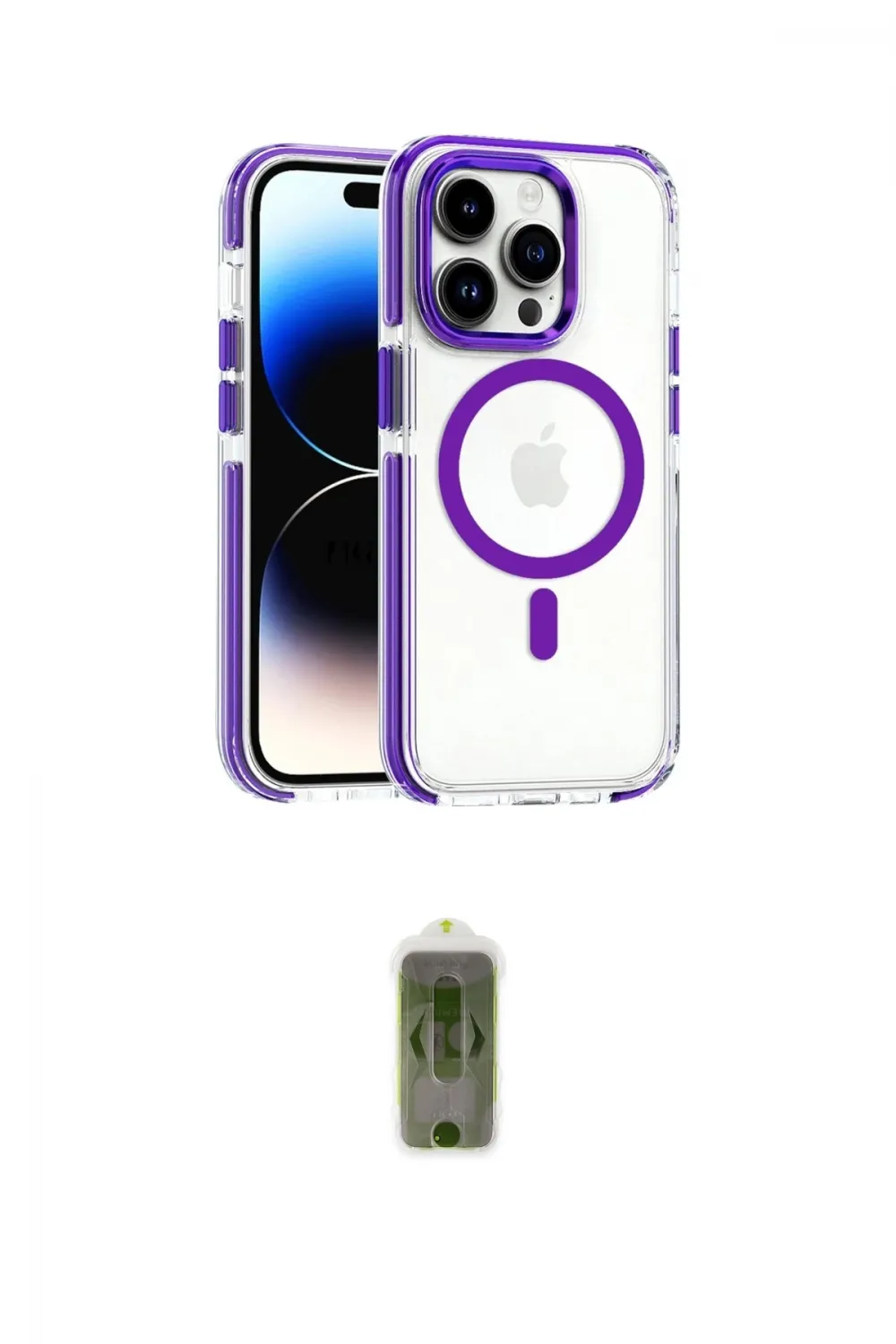 ieg™ iPhone 14 Pro Kılıf Kozmos Doku Koleksiyonu - Siyah Joko Magic 5D Hayalet Cam