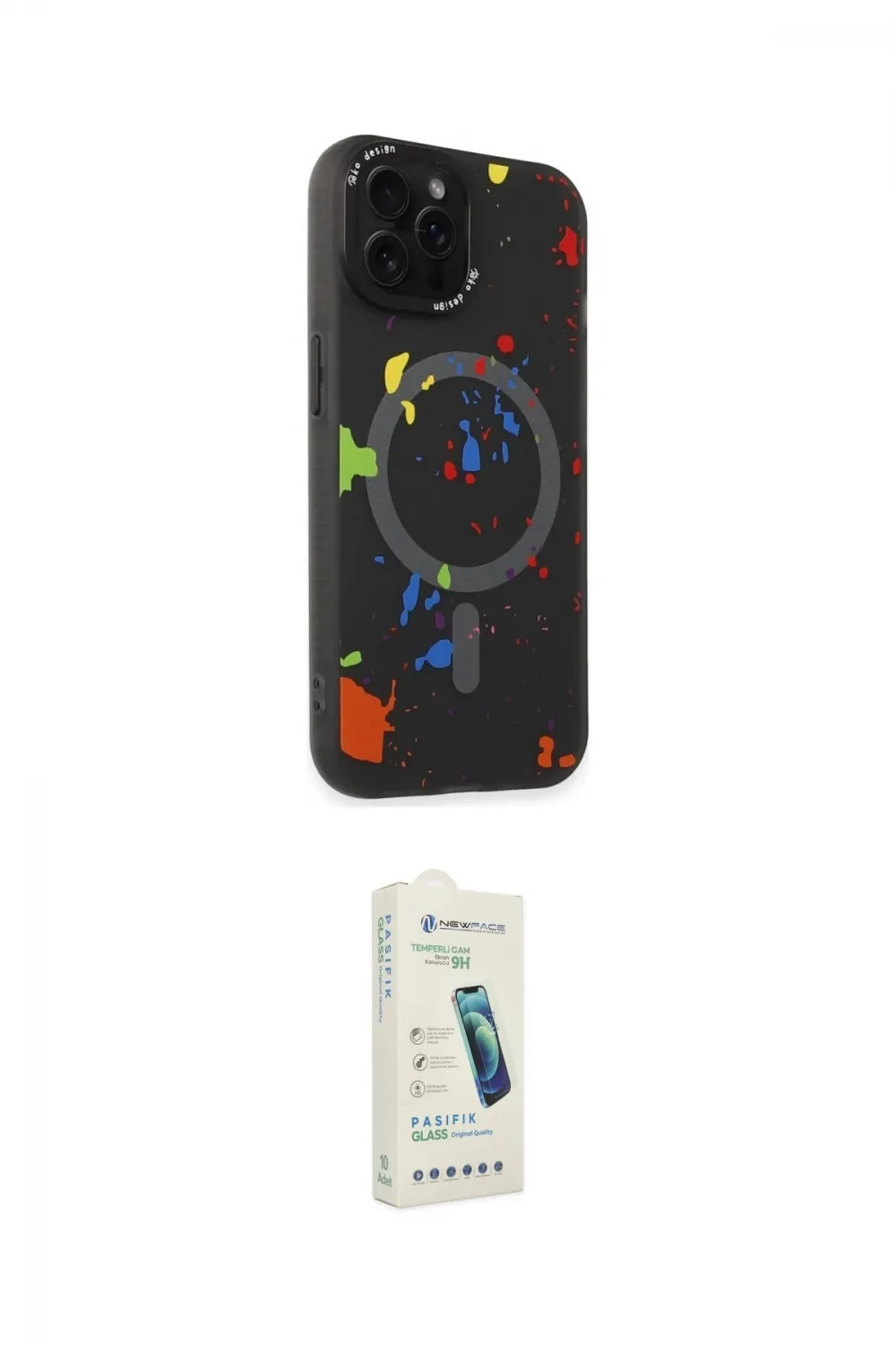 ieg™ iPhone 14 Pro Kılıf Kozmos Doku - Şeffaf Pasifik Cam Ekran Koruyucu