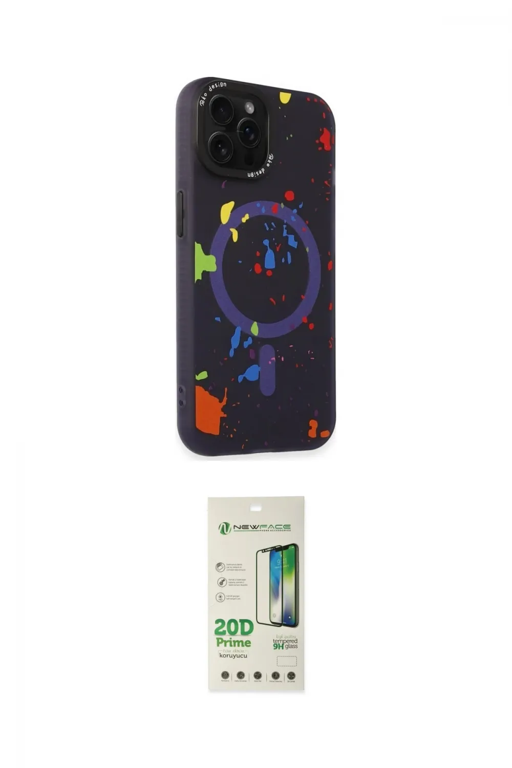 ieg™ iPhone 14 Pro Kılıf Kozmos Doku - Siyah 20D Premium Cam Ekran Koruyucu