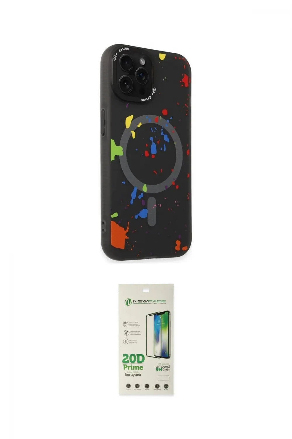 ieg™ iPhone 14 Pro Kılıf Kozmos Doku - Siyah 20D Premium Cam Ekran Koruyucu