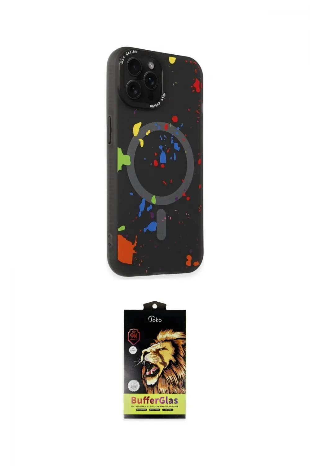 ieg™ iPhone 14 Pro Kılıf Kozmos Doku - Siyah Buffer Cam Ekran Koruyucu