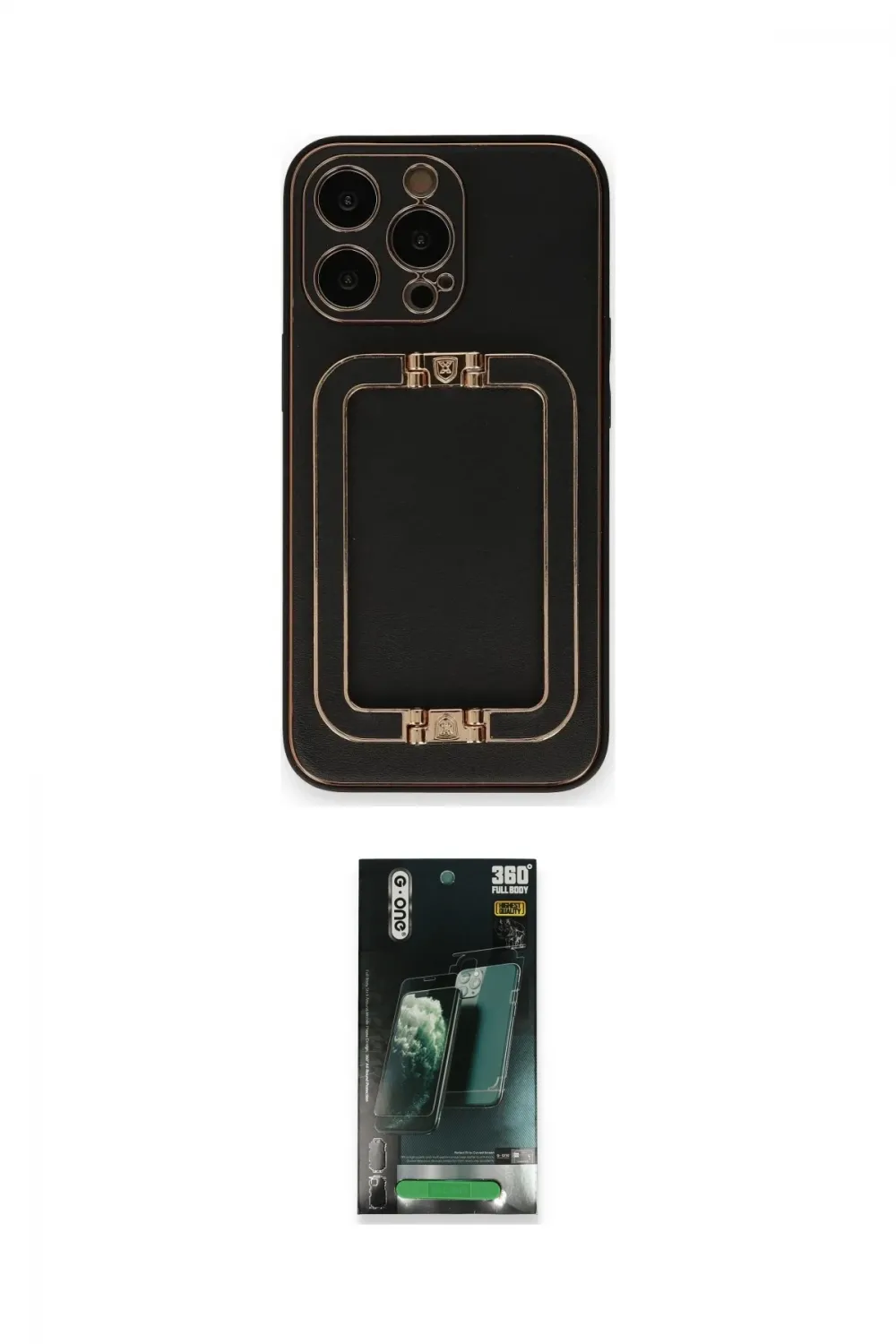 ieg™ iPhone 14 Pro Kılıf Kozmos Minimal Prime - Siyah 360 Mat Full Body Arka Koruyucu