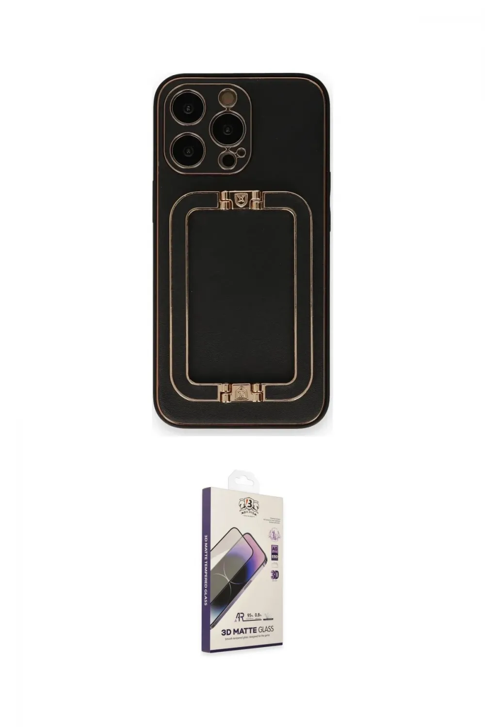 ieg™ iPhone 14 Pro Kılıf Kozmos Minimal Prime - Siyah Bilvis 3D Mat Cam Ekran Koruyucu