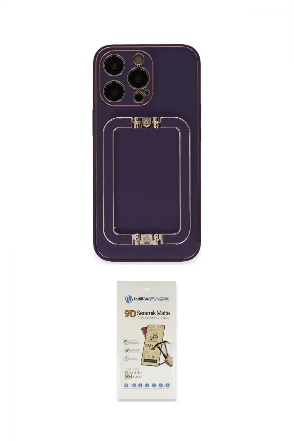 ieg™ iPhone 14 Pro Kılıf Kozmos Minimal Prime - Siyah Mat Seramik Nano Ekran Koruyucu