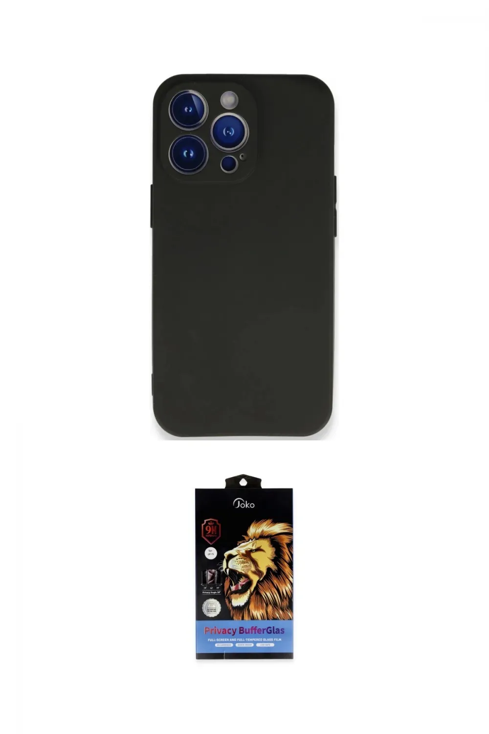 ieg™ iPhone 14 Pro Kılıf Kozmos Yansıma Özel Seri - Siyah Buffer Hayalet Cam Ekran Koruyucu