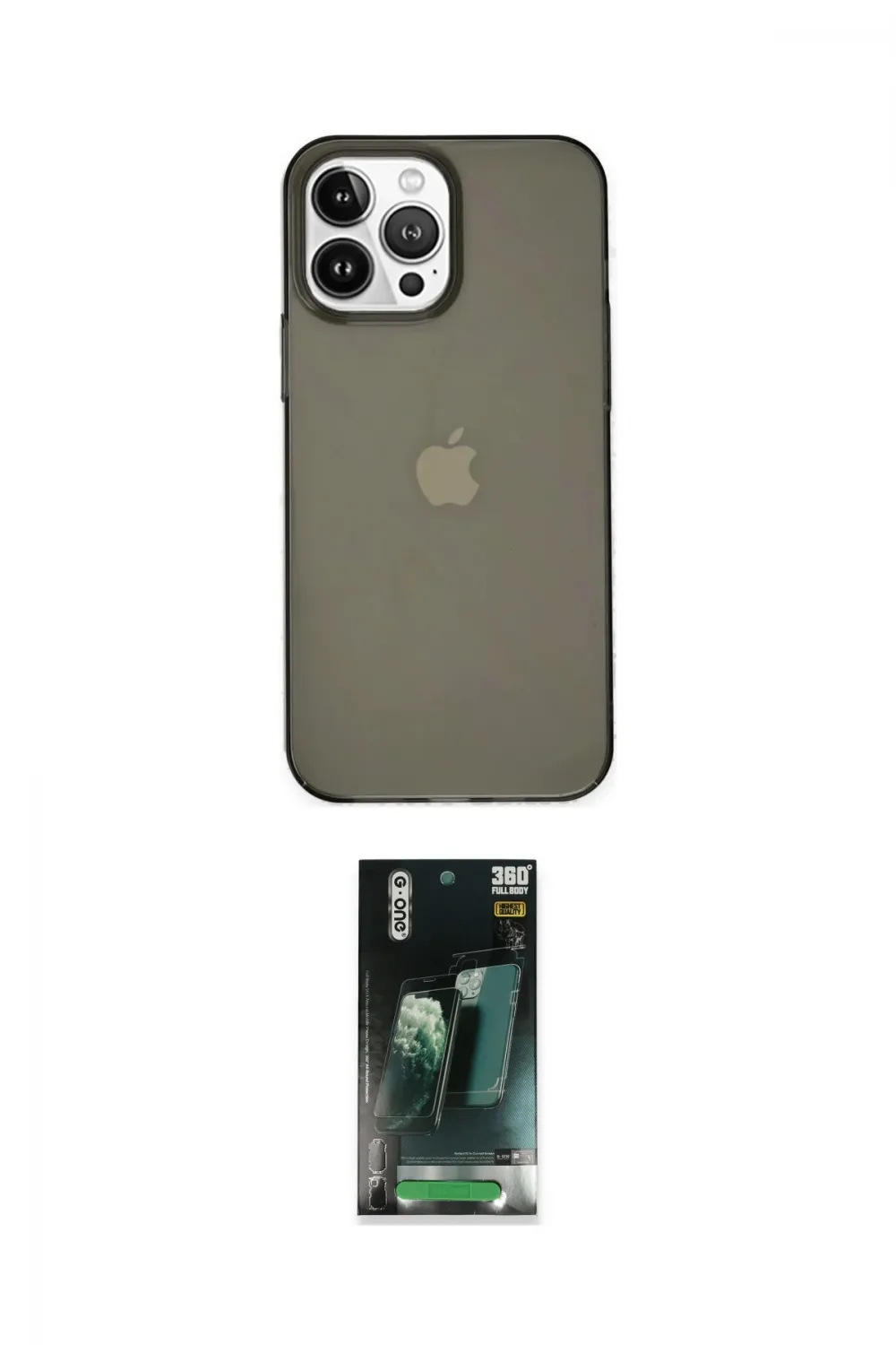 ieg™ iPhone 14 Pro Kılıf Kutup Doku Koleksiyonu - Siyah 360 Mat Full Body Arka Koruyucu