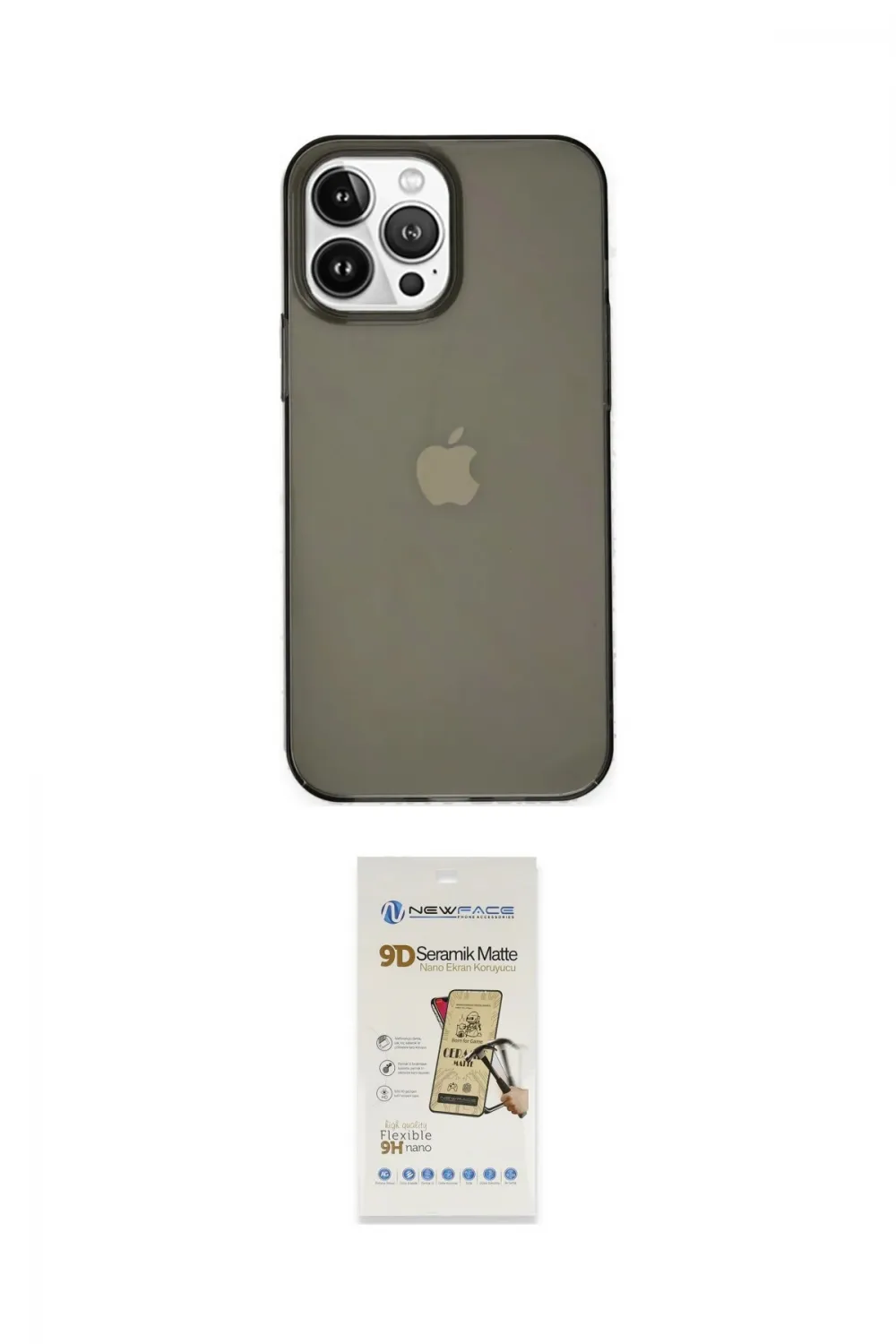 ieg™ iPhone 14 Pro Kılıf Kutup Doku Koleksiyonu - Siyah Mat Seramik Nano Ekran Koruyucu