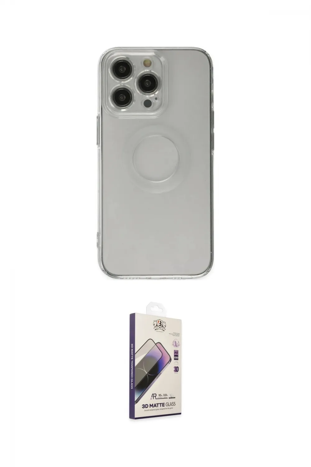 ieg™ iPhone 14 Pro Kılıf Kutup Klasik - Siyah Bilvis 3D Mat Cam Ekran Koruyucu